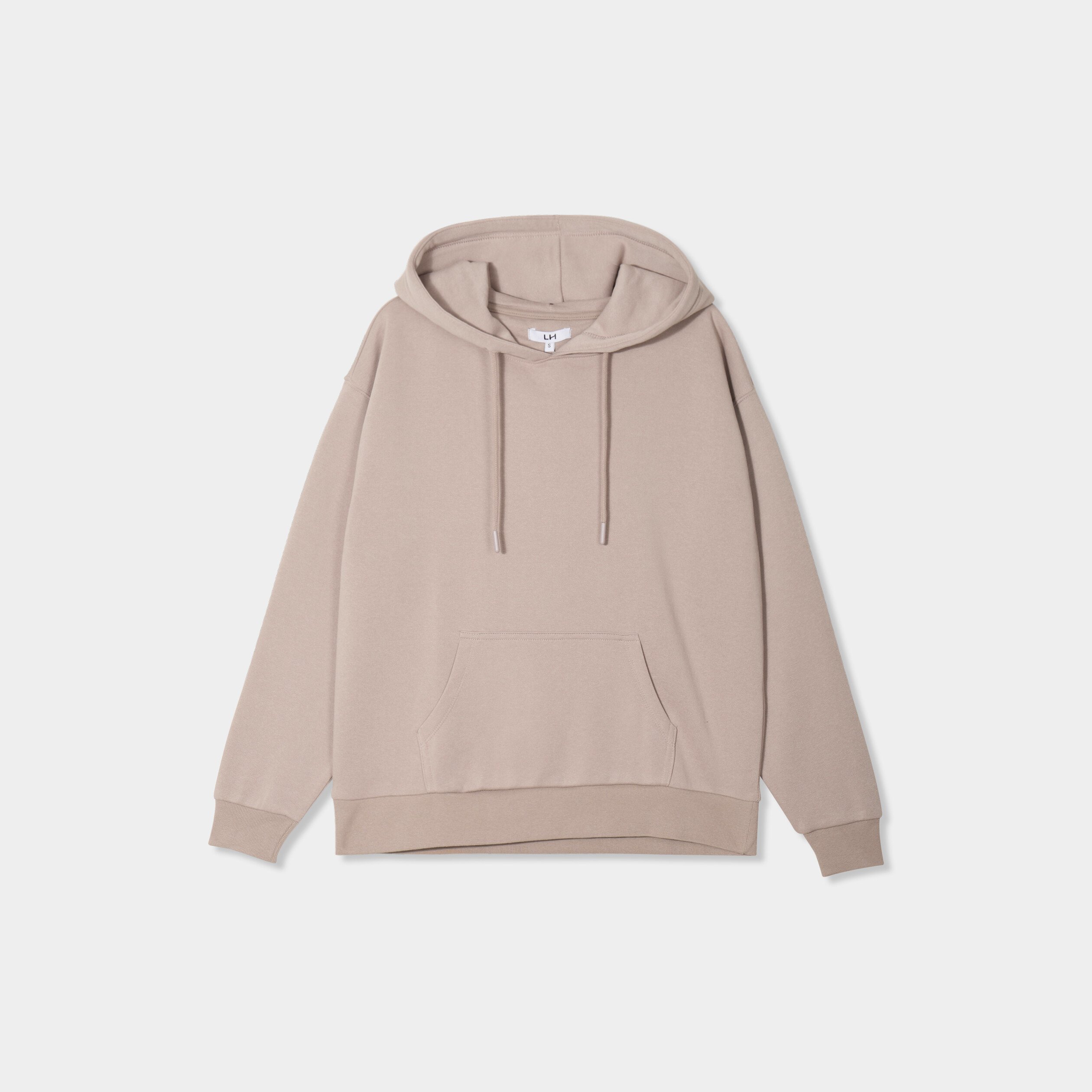 Sweat hoodie molleton à capuche beige femme