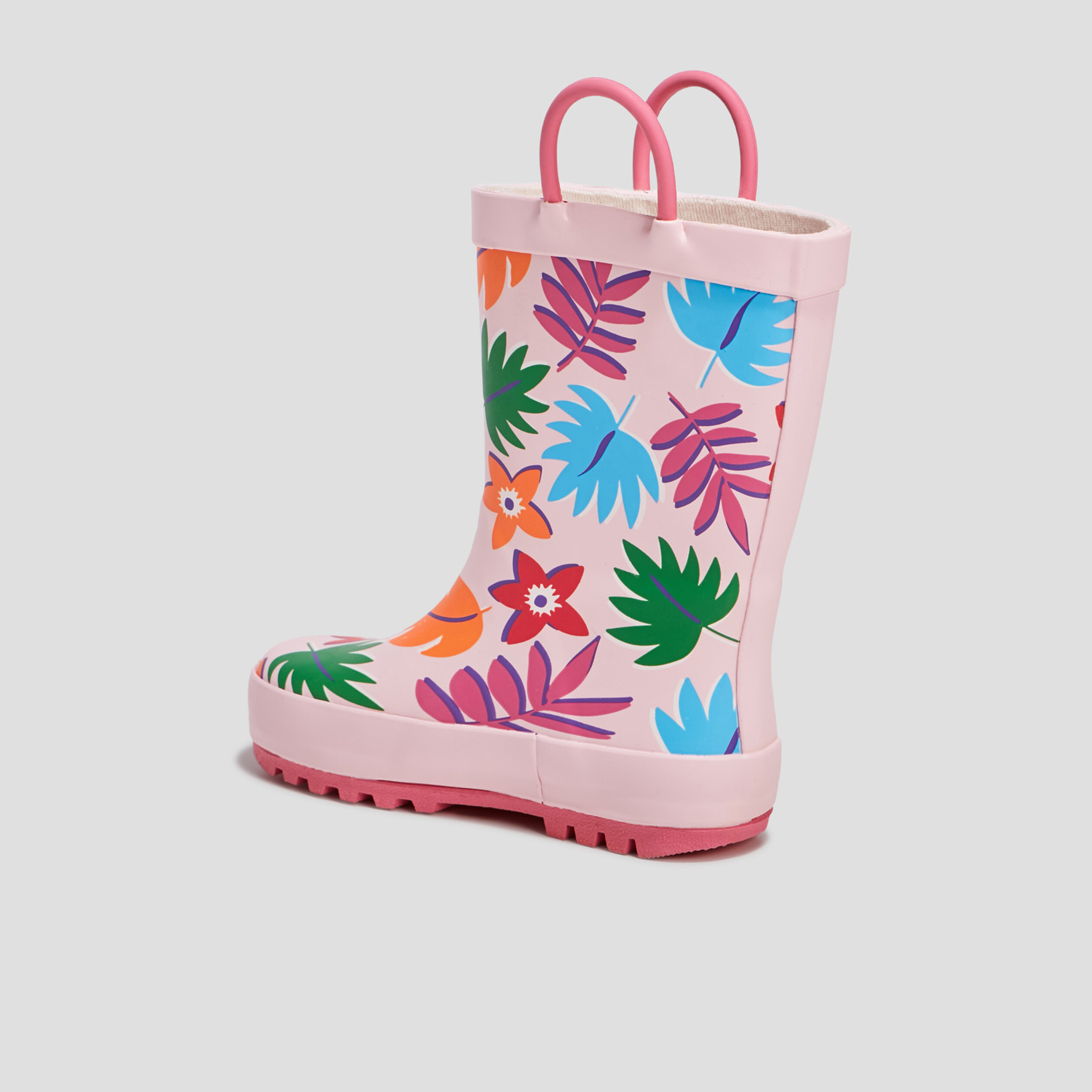 bottes de pluie imprime feuille rose fille Bottes de pluie imprimé feuille rose fille