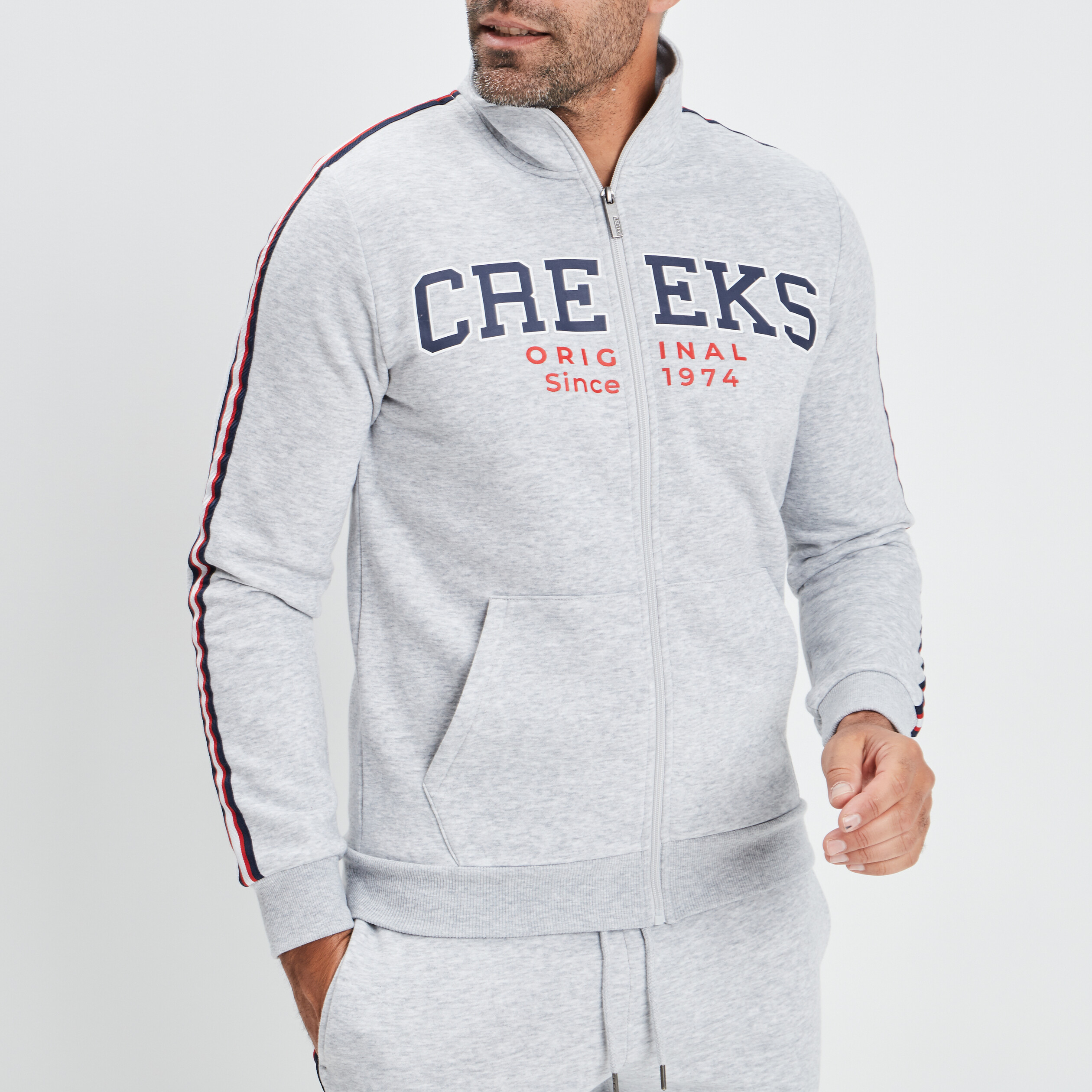 Gilet zippé Creeks gris clair homme
