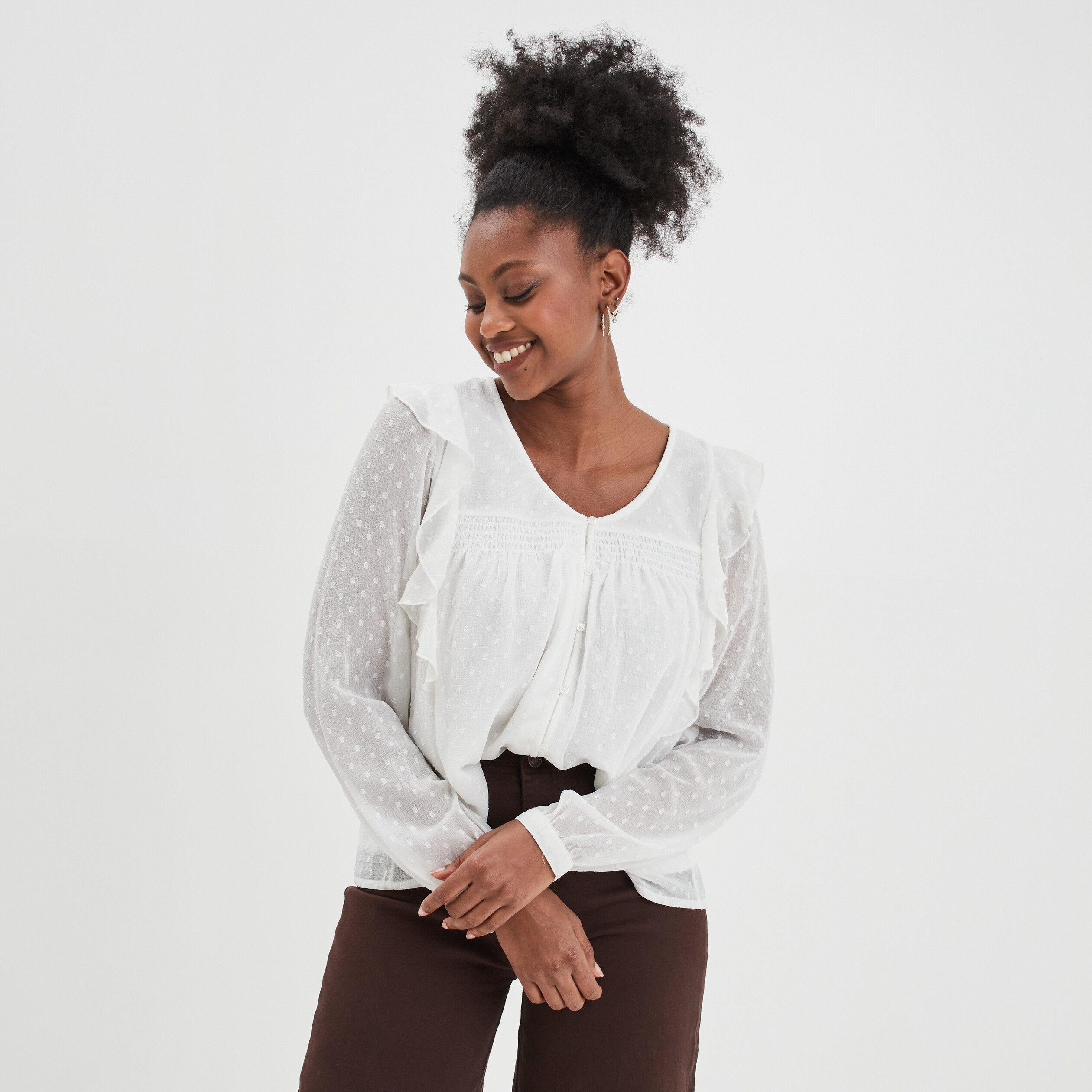 Blouse col v femme sales