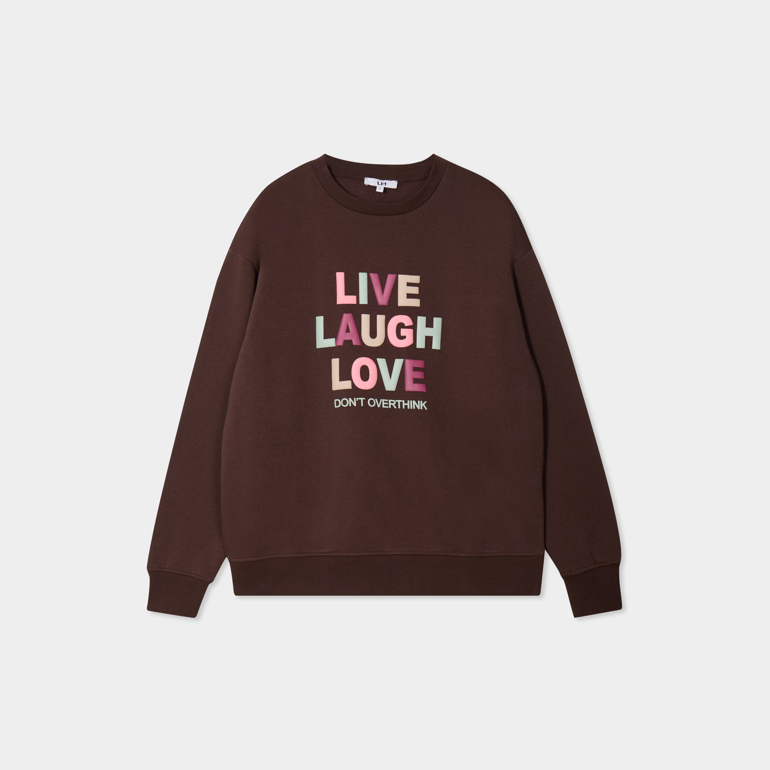 Sweat col rond manches longues marron foncé femme
