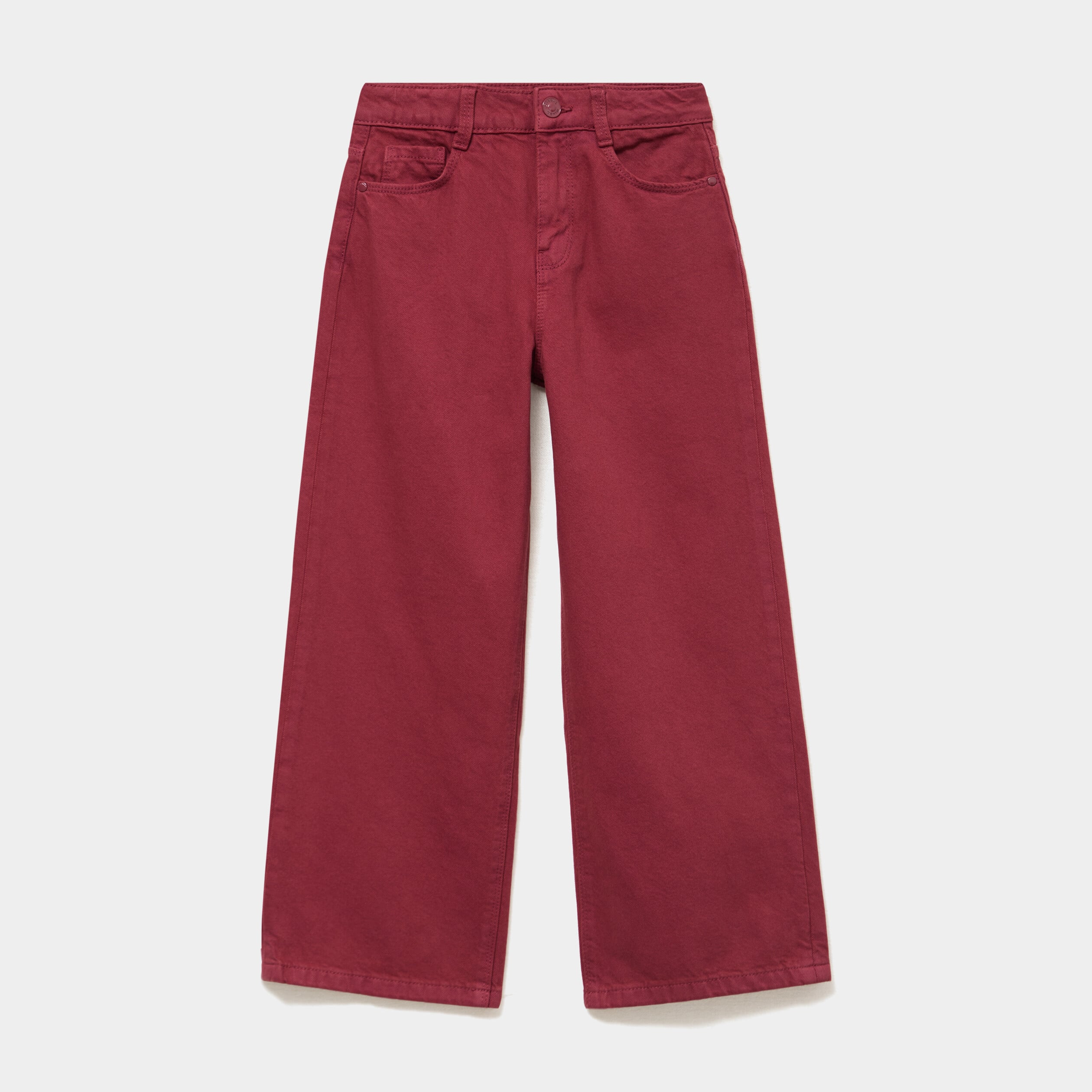 Pantalon coupe large 5 poches coton bordeaux fille