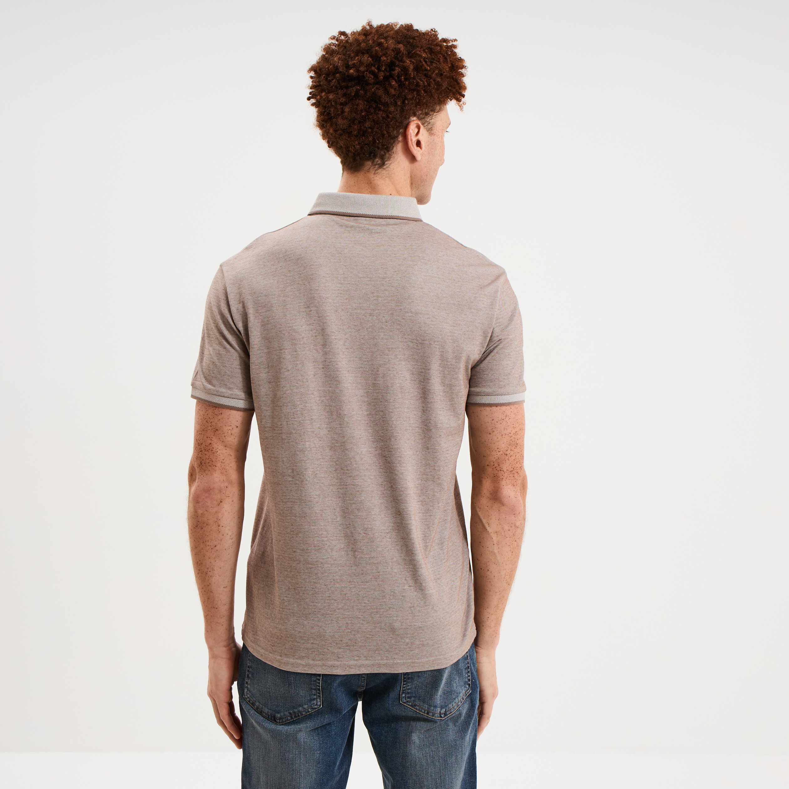 Polo manches courtes coupe droite gris homme