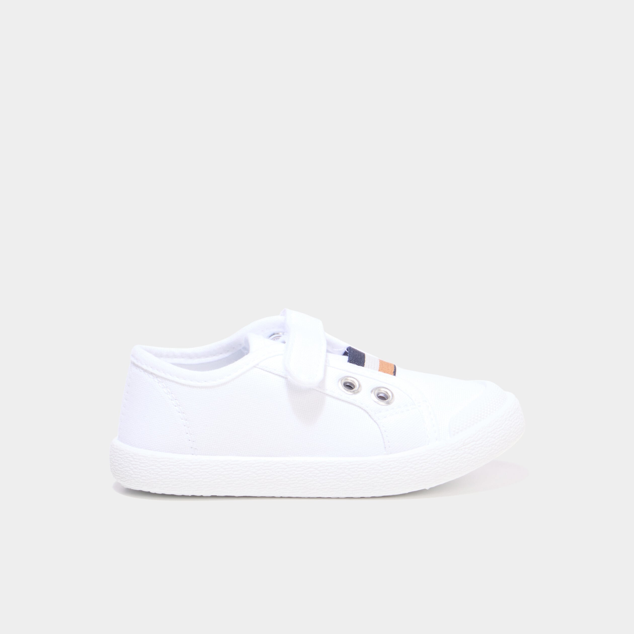 Tennis basses en toile bout renforc&eacute; blanc gar&ccedil;on