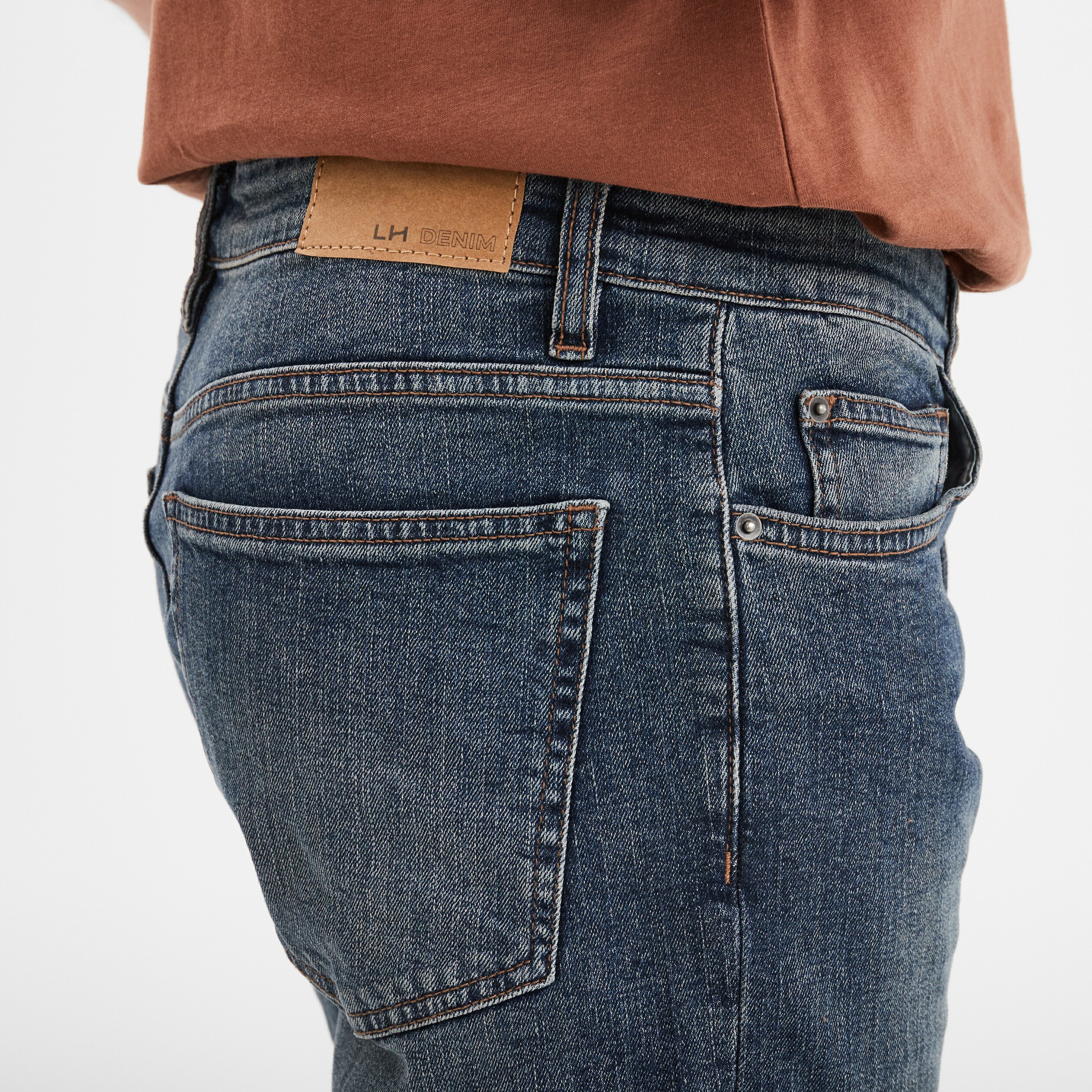 jeans straight 5 poches denim used homme Jeans straight 5 poches denim used homme