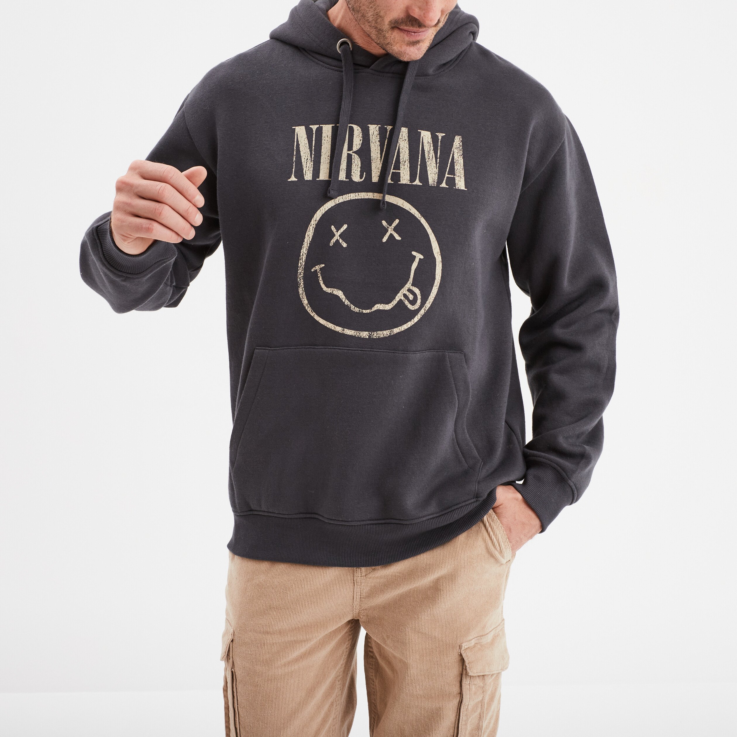 Sweat a capuche hoodie coton Nirvana noir homme
