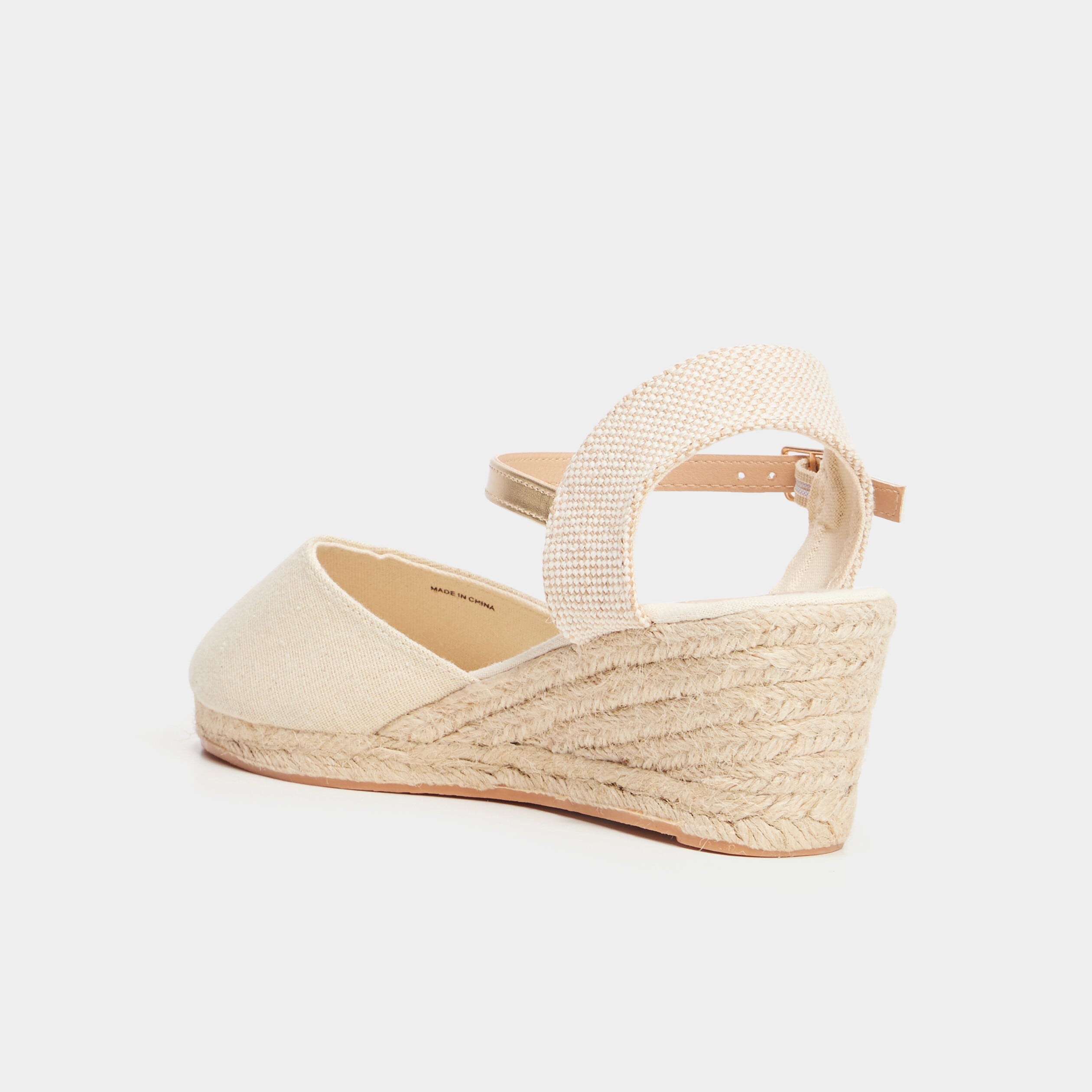 Sandales espadrilles compens&eacute;es toile jaune or femme