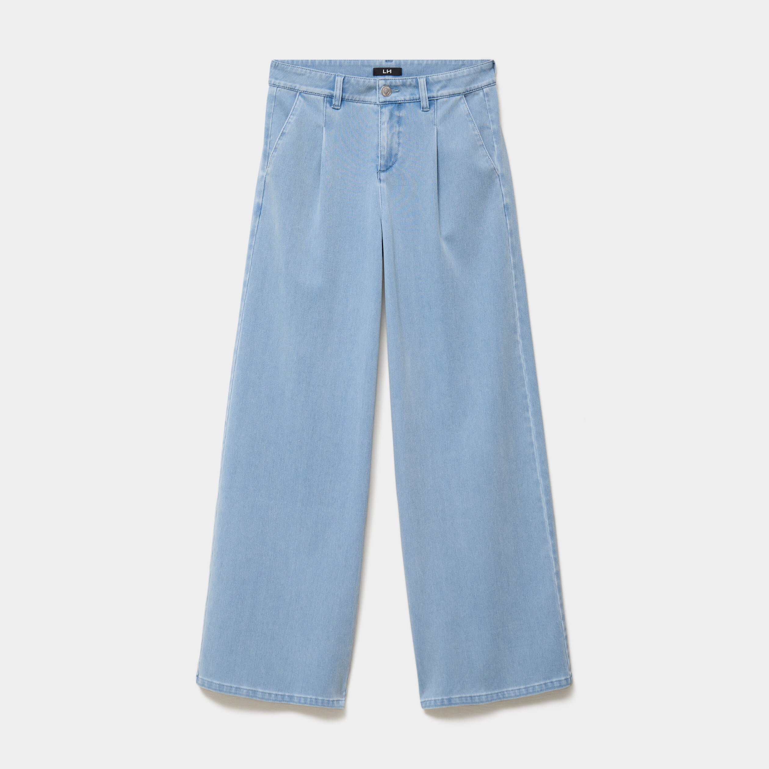 Jeans wide leg &agrave; pinces denim triple stone femme