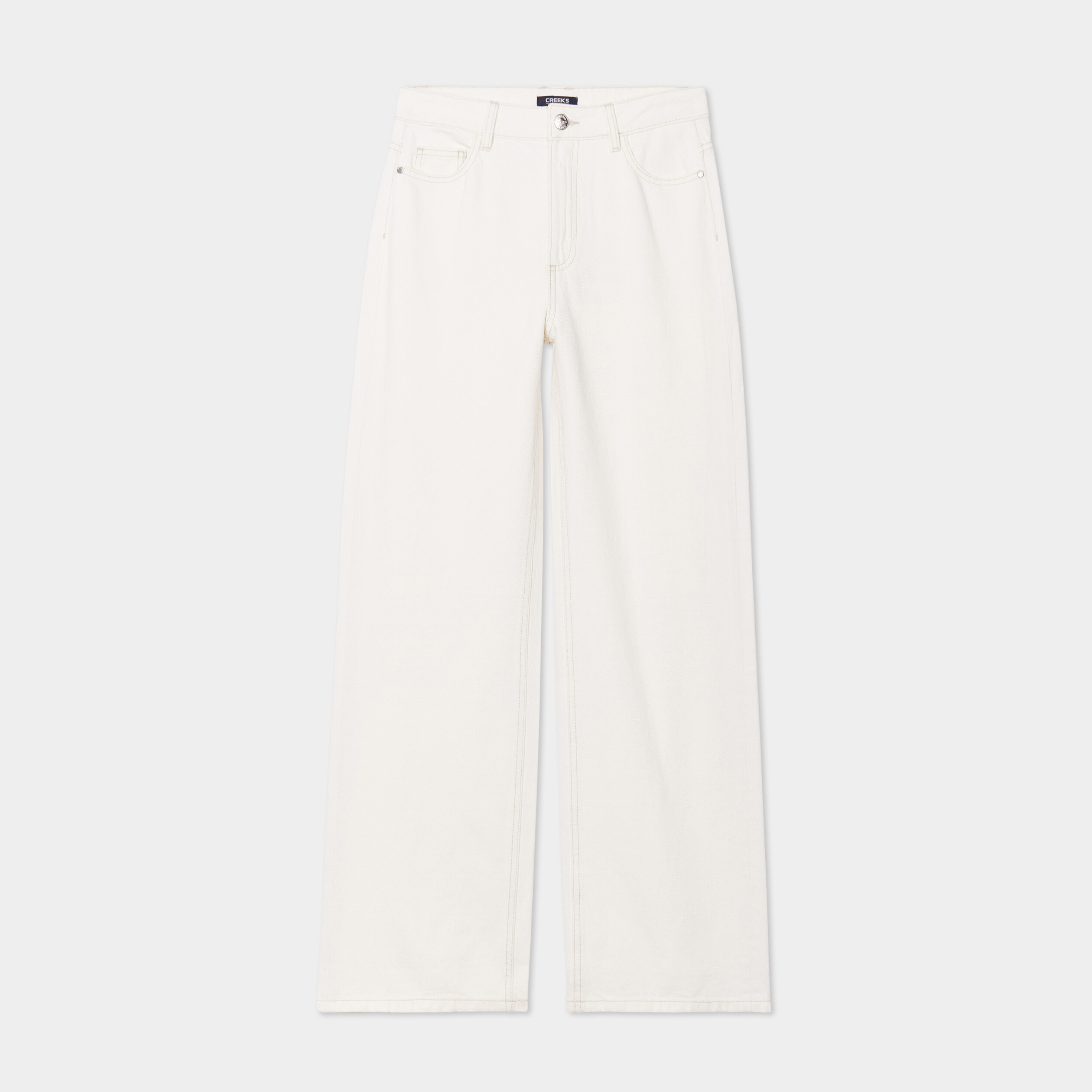 jeans wide leg taille haute coton ivoire femme Jeans wide leg taille haute coton ivoire femme