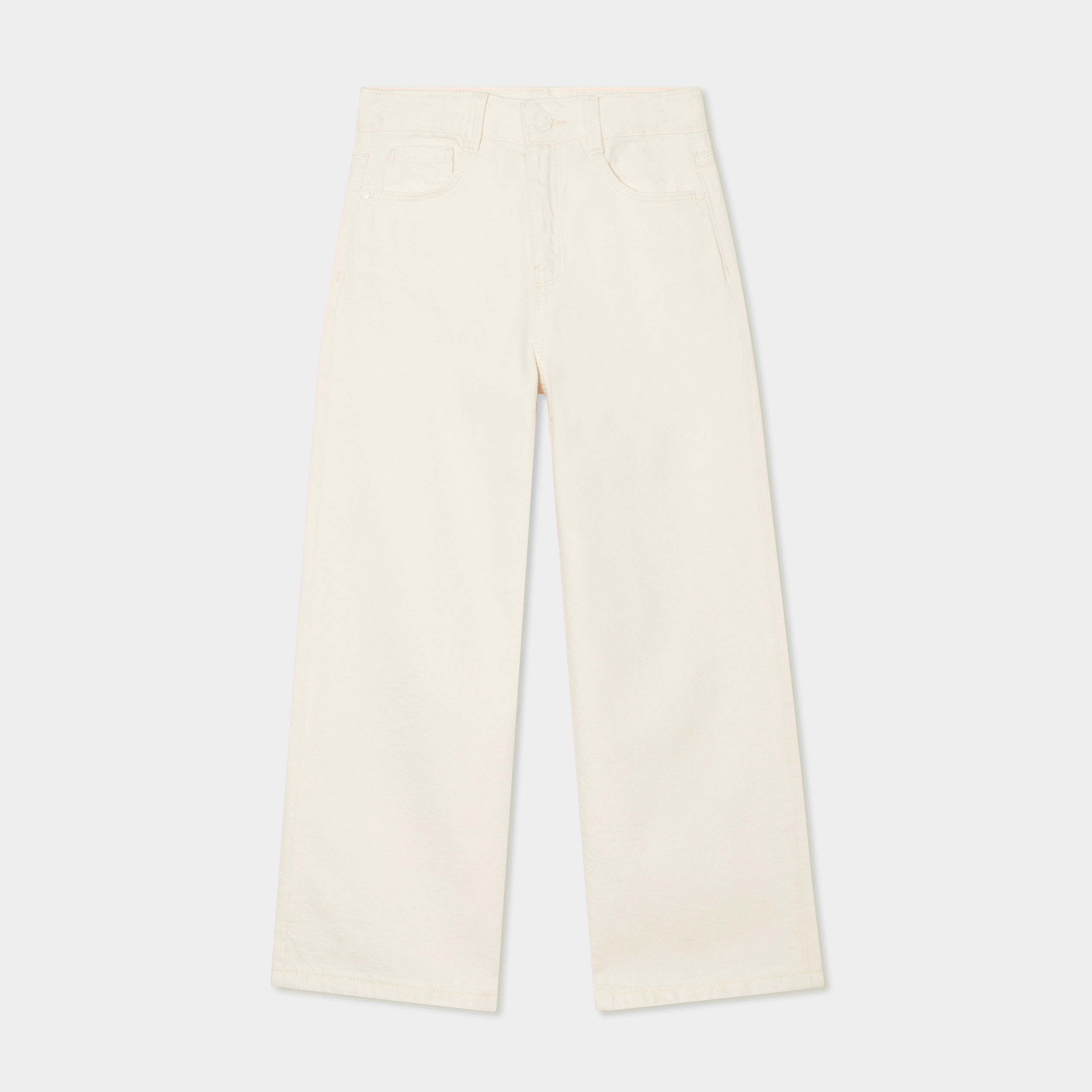 Pantalon large poches coton Creeks creme fille La Halle