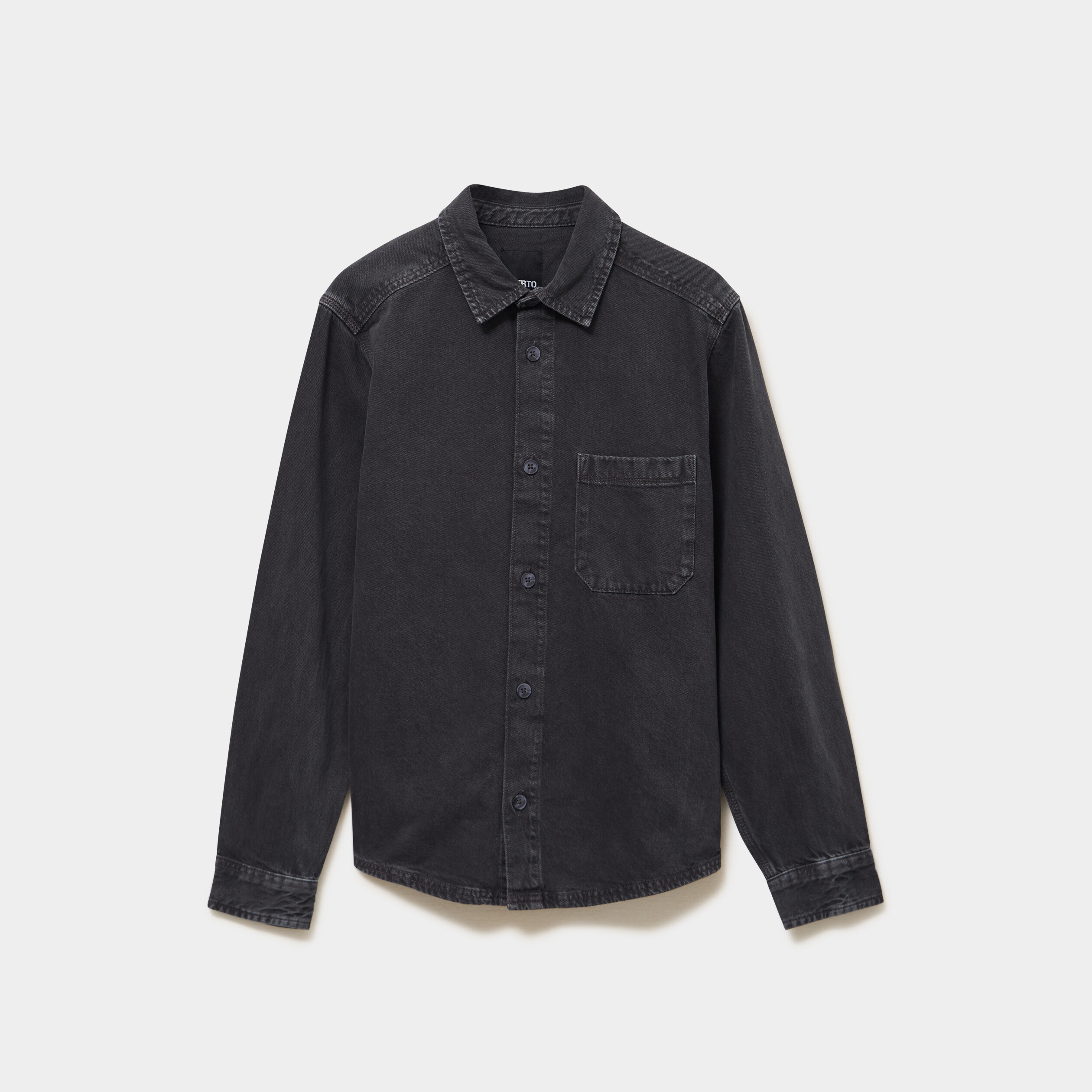 Surchemise en jean coton d&eacute;lav&eacute; gris fonc&eacute; homme