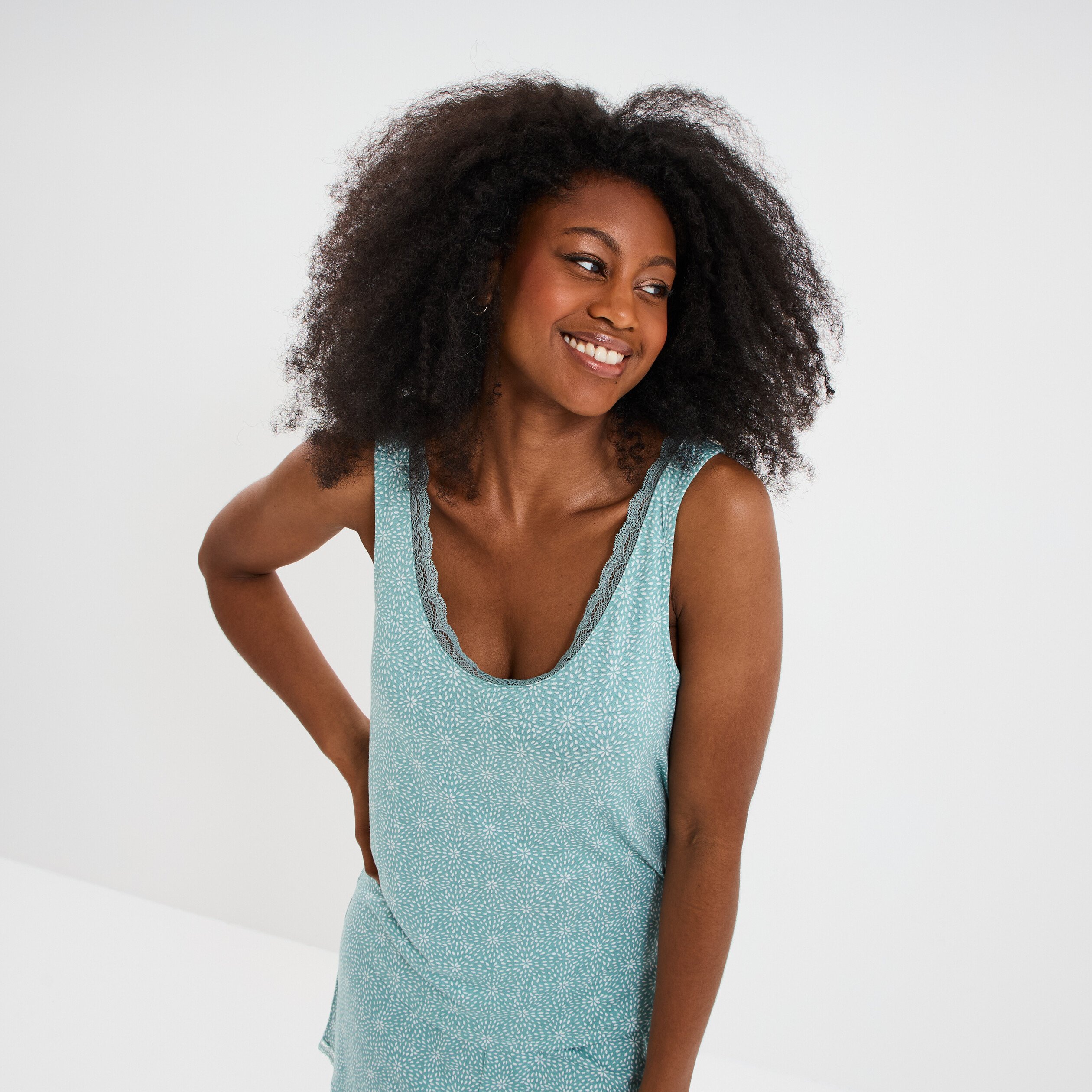 haut de pyjama debardeur vert menthe femme Haut de pyjama débardeur vert menthe femme