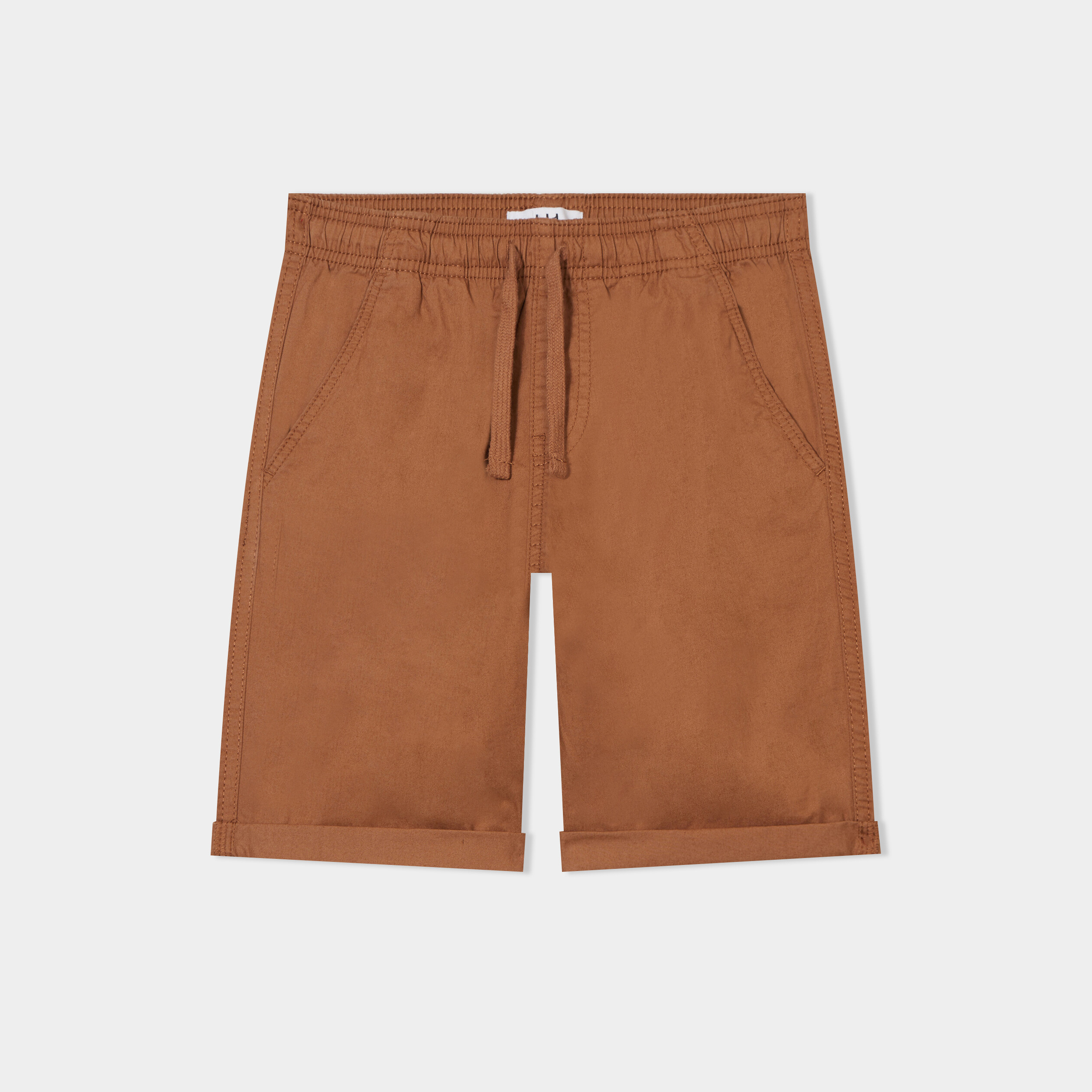 Short droit taille élastiquée à coulisse marron garçon