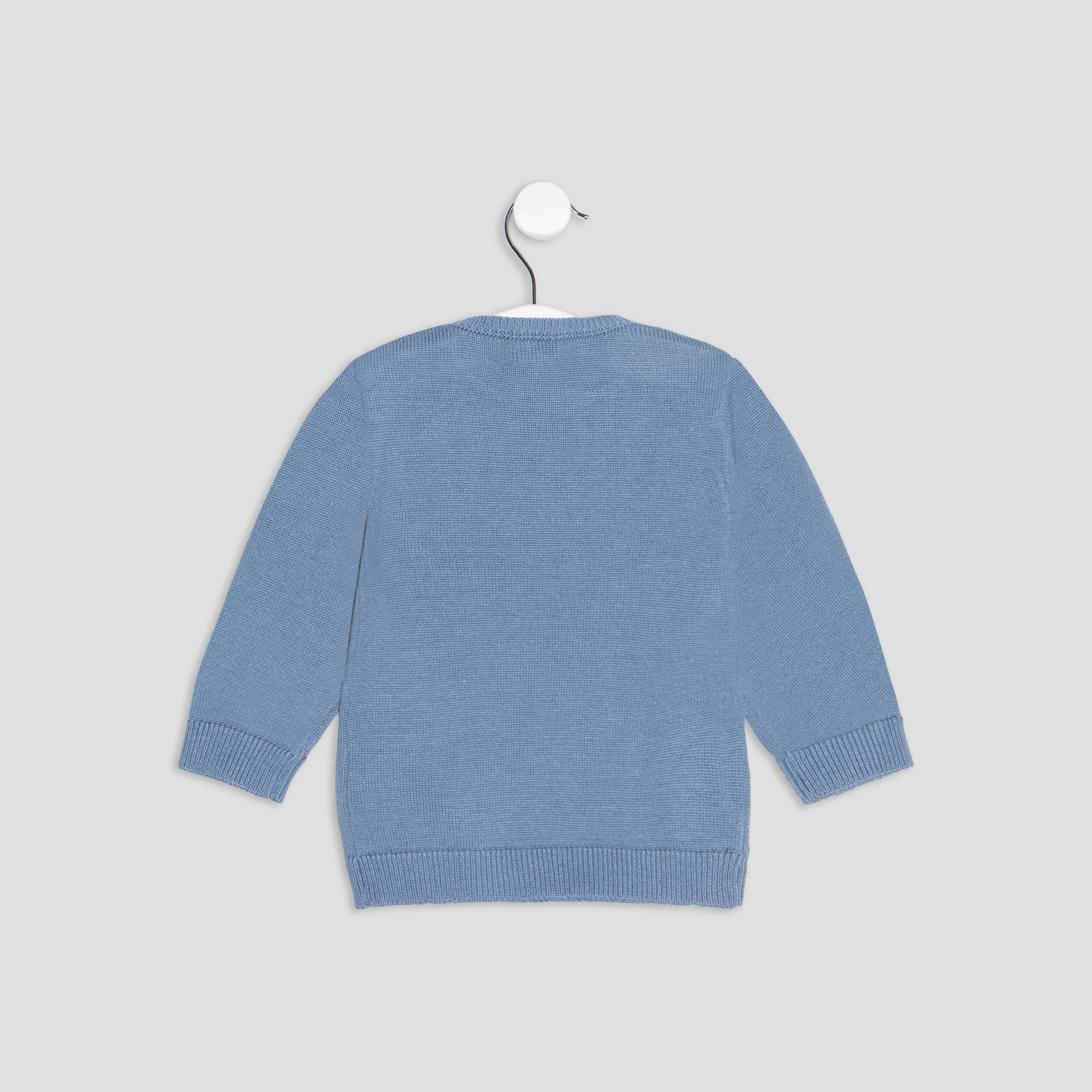 pull avec col rond bleu gris bebeg Pull avec col rond bleu gris bébé garçon