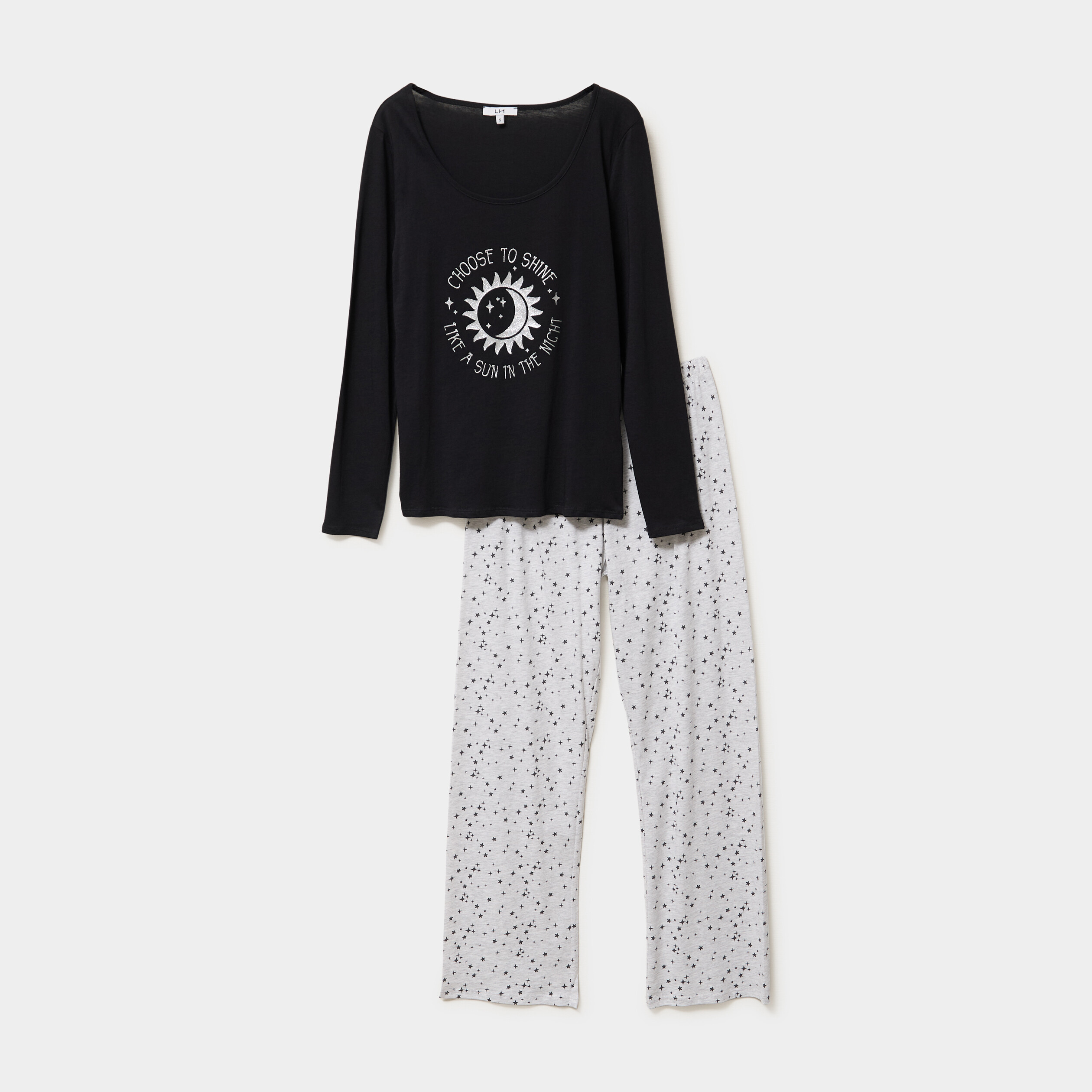 Ensemble pyjama pantalon et t-shirt noir femme