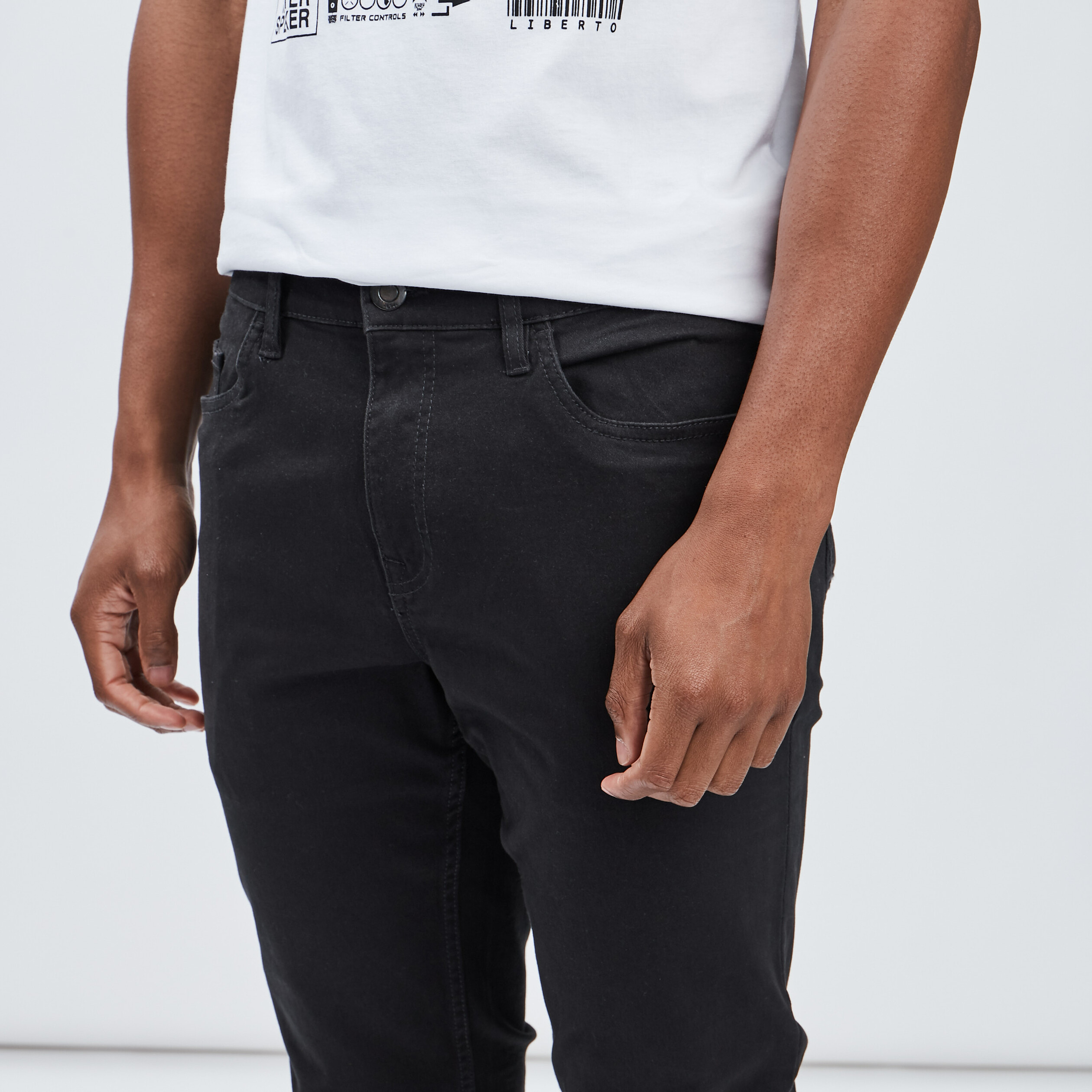 Pantalon droit en coton stretch gris fonc&eacute; homme