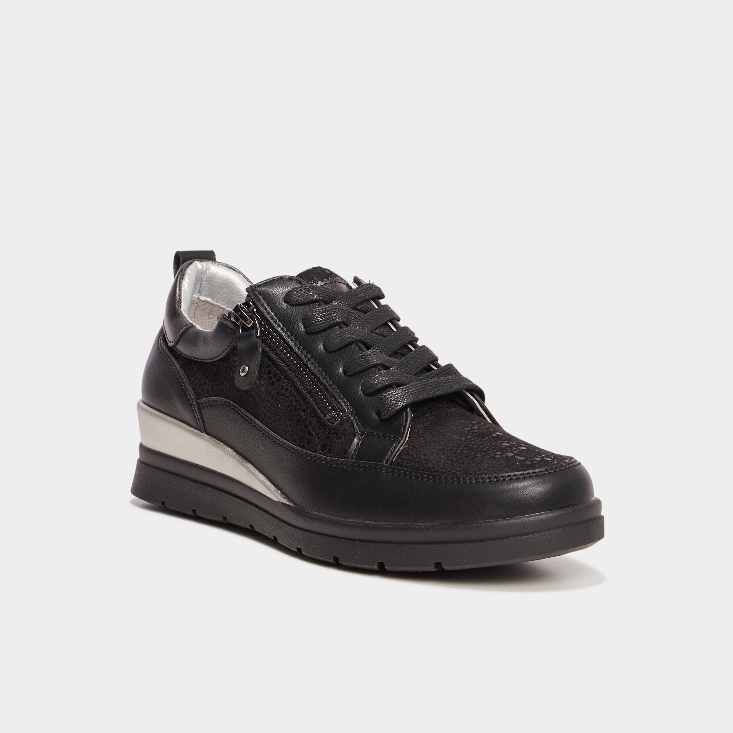 tennis basses pied large confortissimo noir femme Tennis basses pied large Confortissimo noir femme