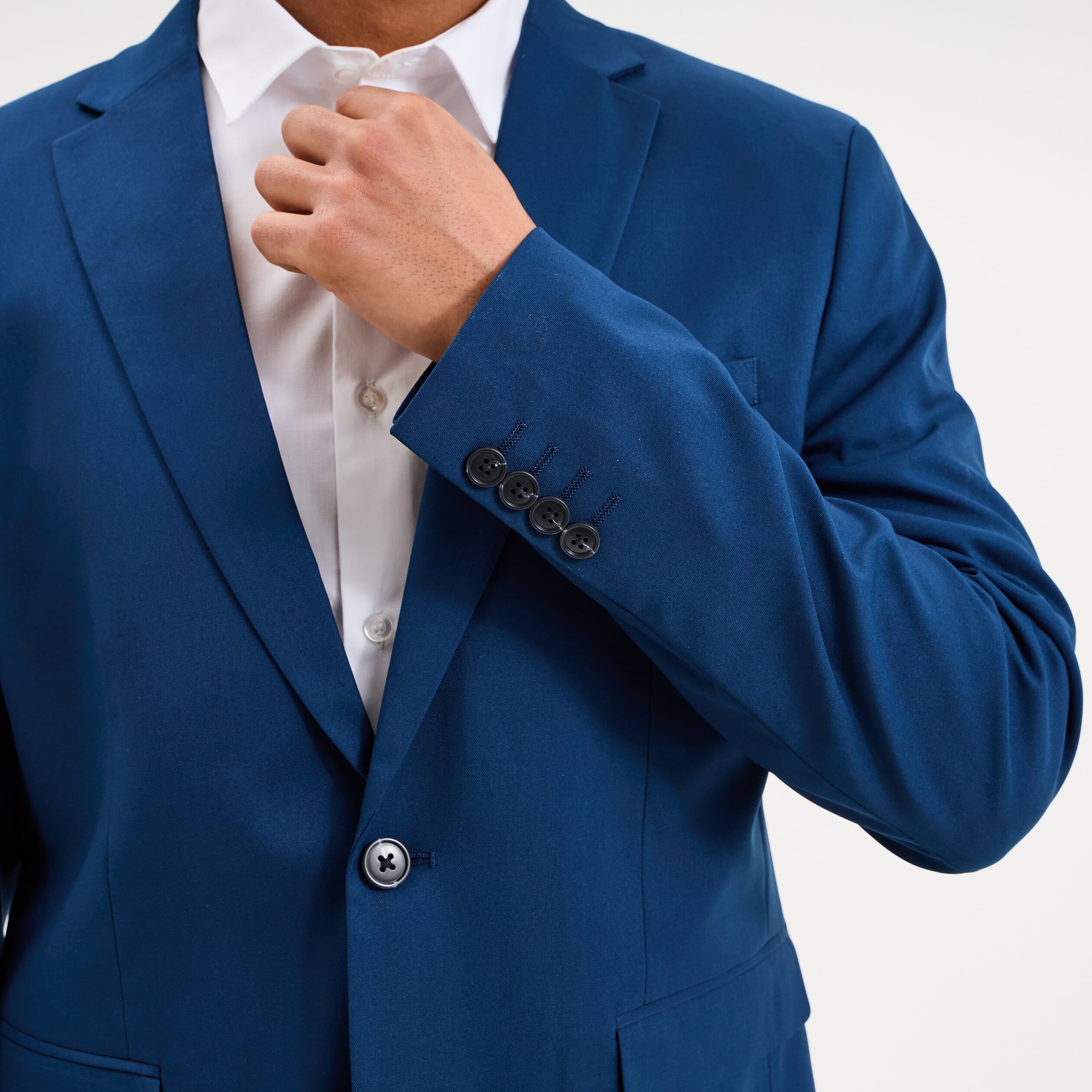 Veste blazer costume manches longues bleu electrique homme