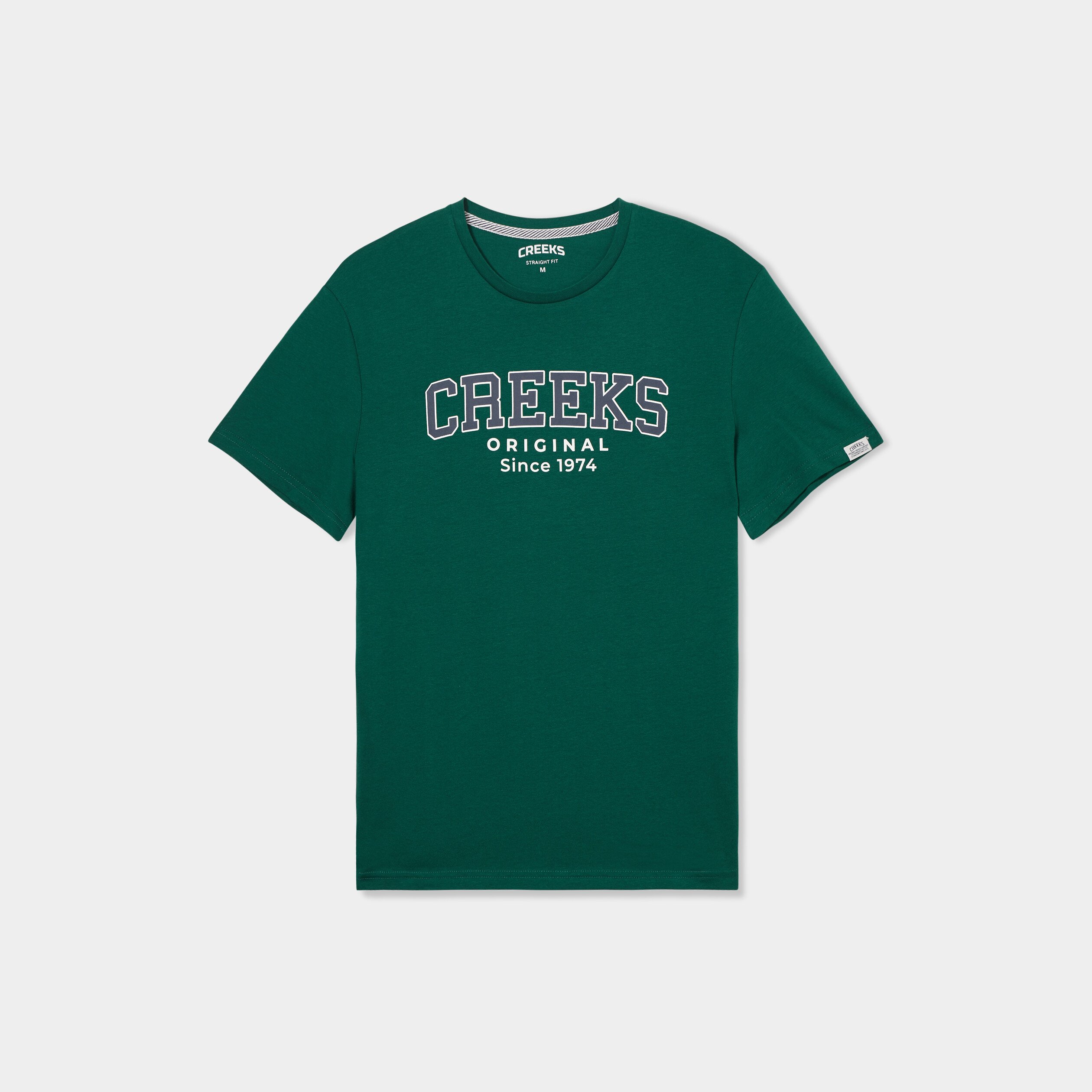 t shirt a manches courtes coton creeks vert fonce homme T-shirt à manches courtes coton Creeks vert foncé homme