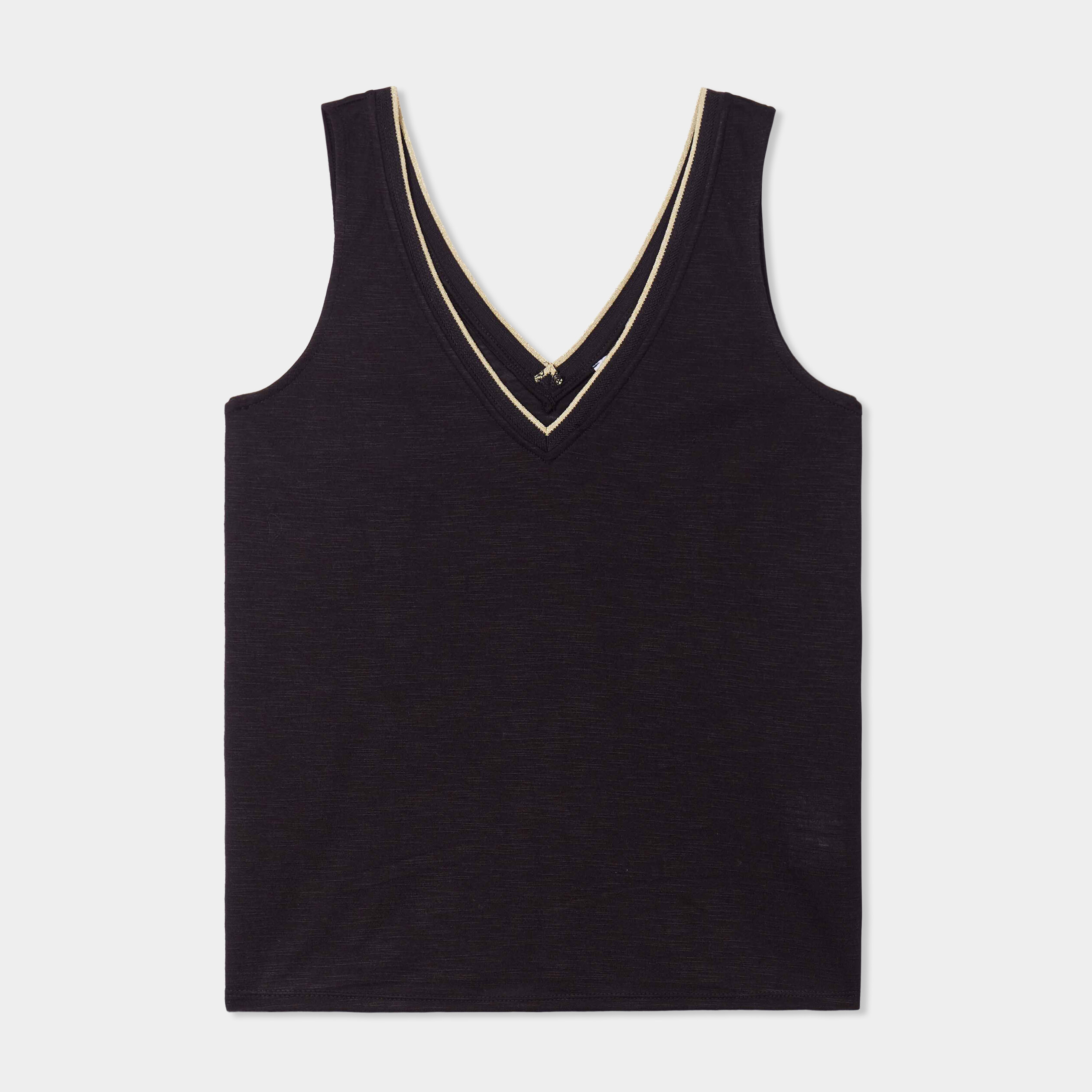 debardeur col en v bretelles larges noir femme Débardeur col en V bretelles larges noir femme