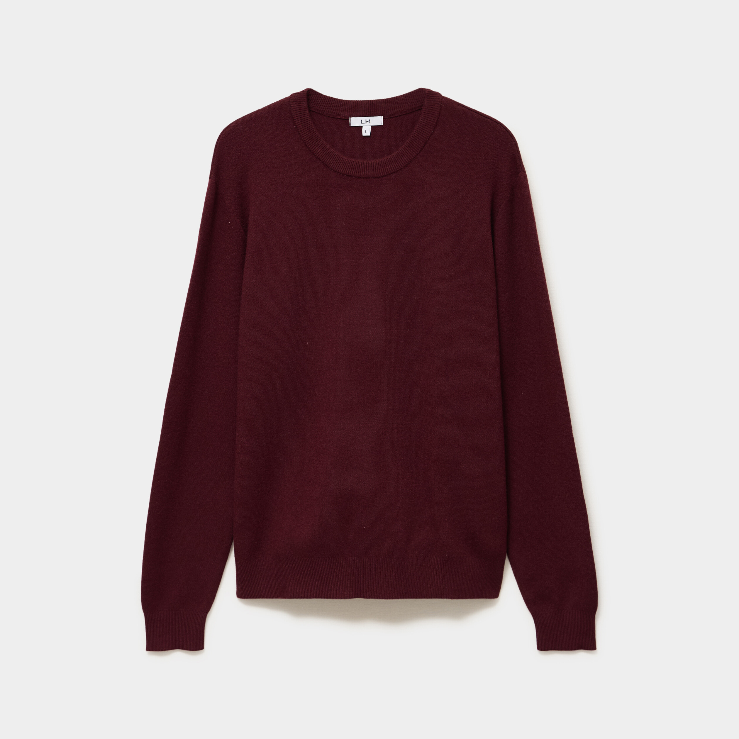 Pull col rond manches longues violet fonc&eacute; homme