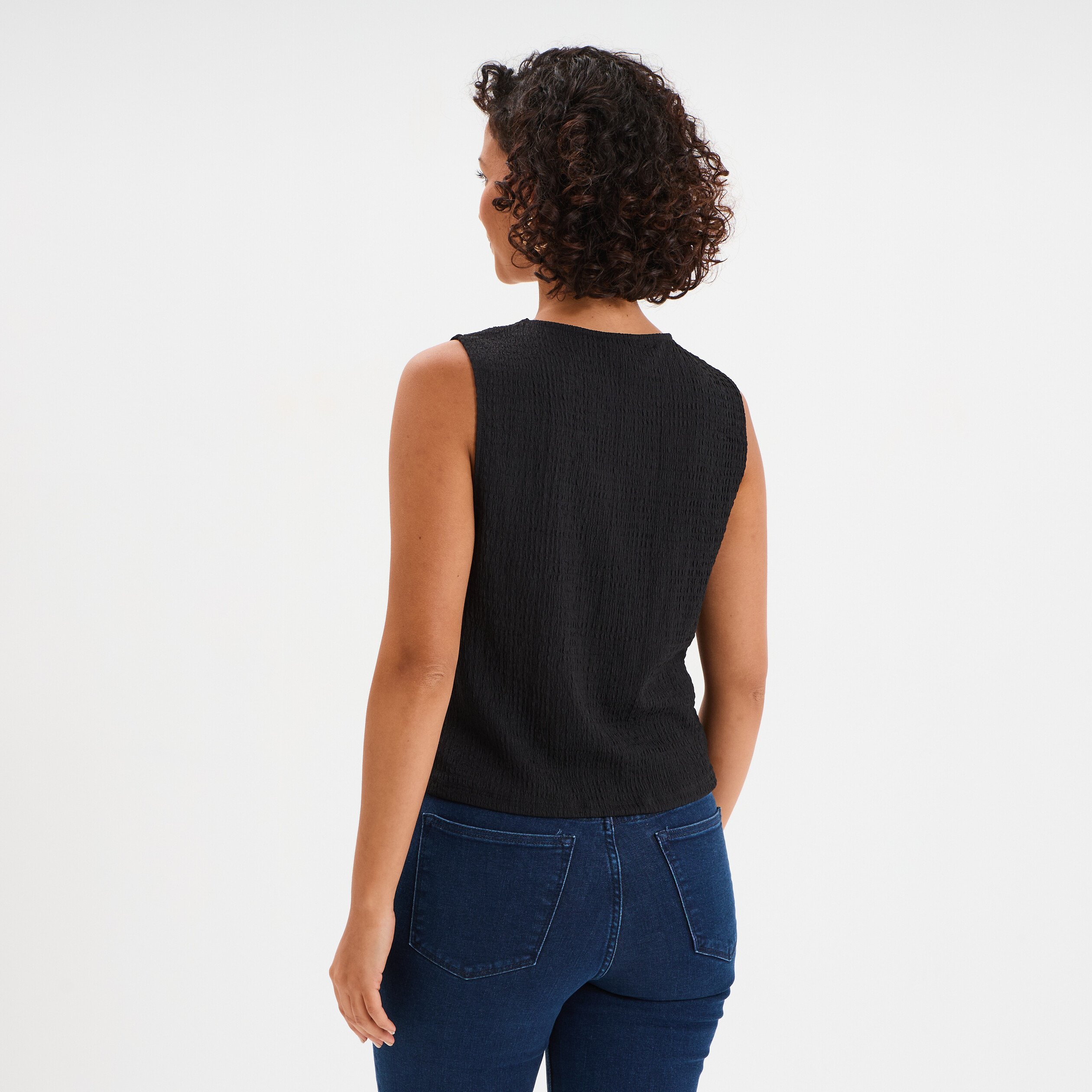 veston sans manches et col en v noir femme Veston sans manches et col en V noir femme