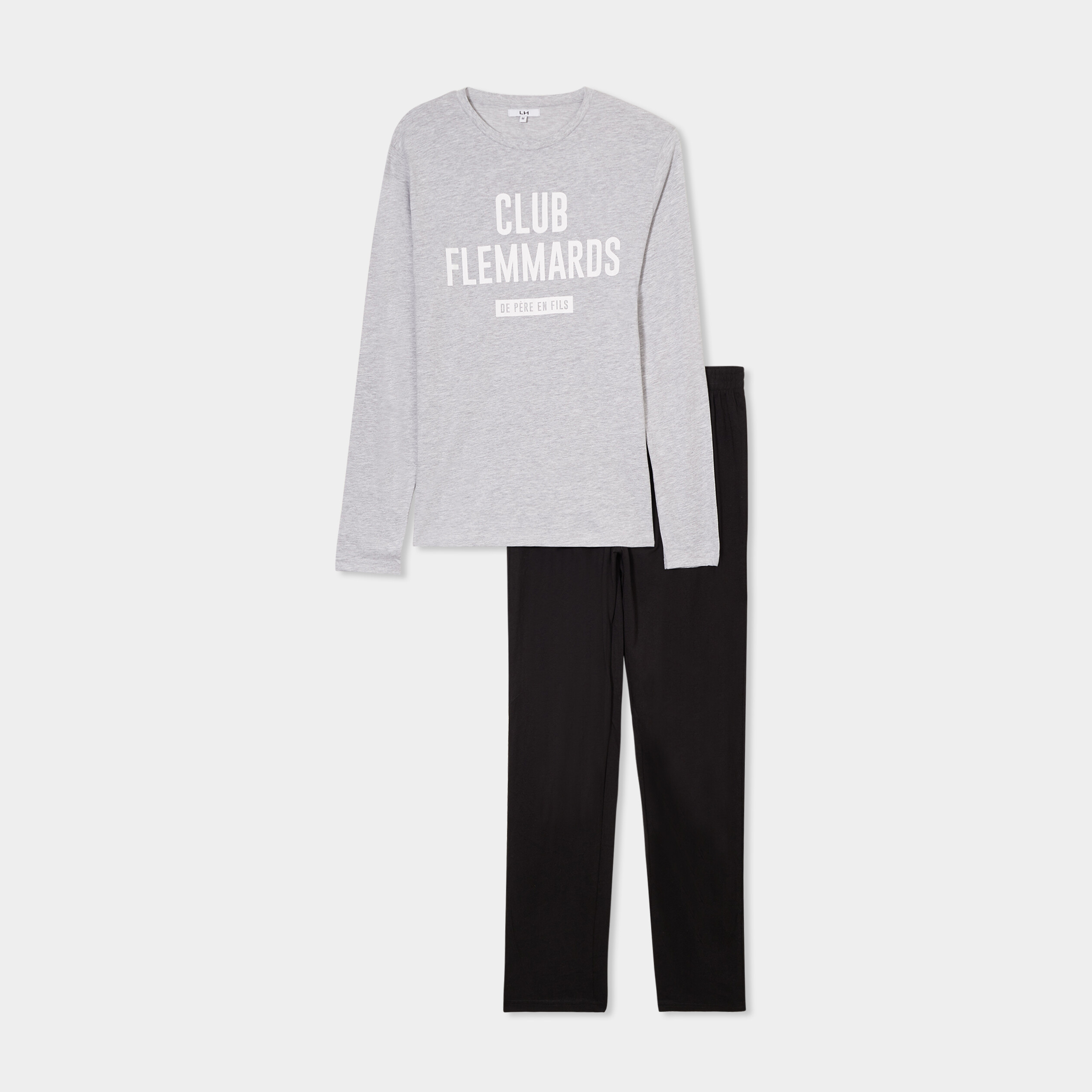 Ensemble pyjama 2 pi&egrave;ces gris clair homme