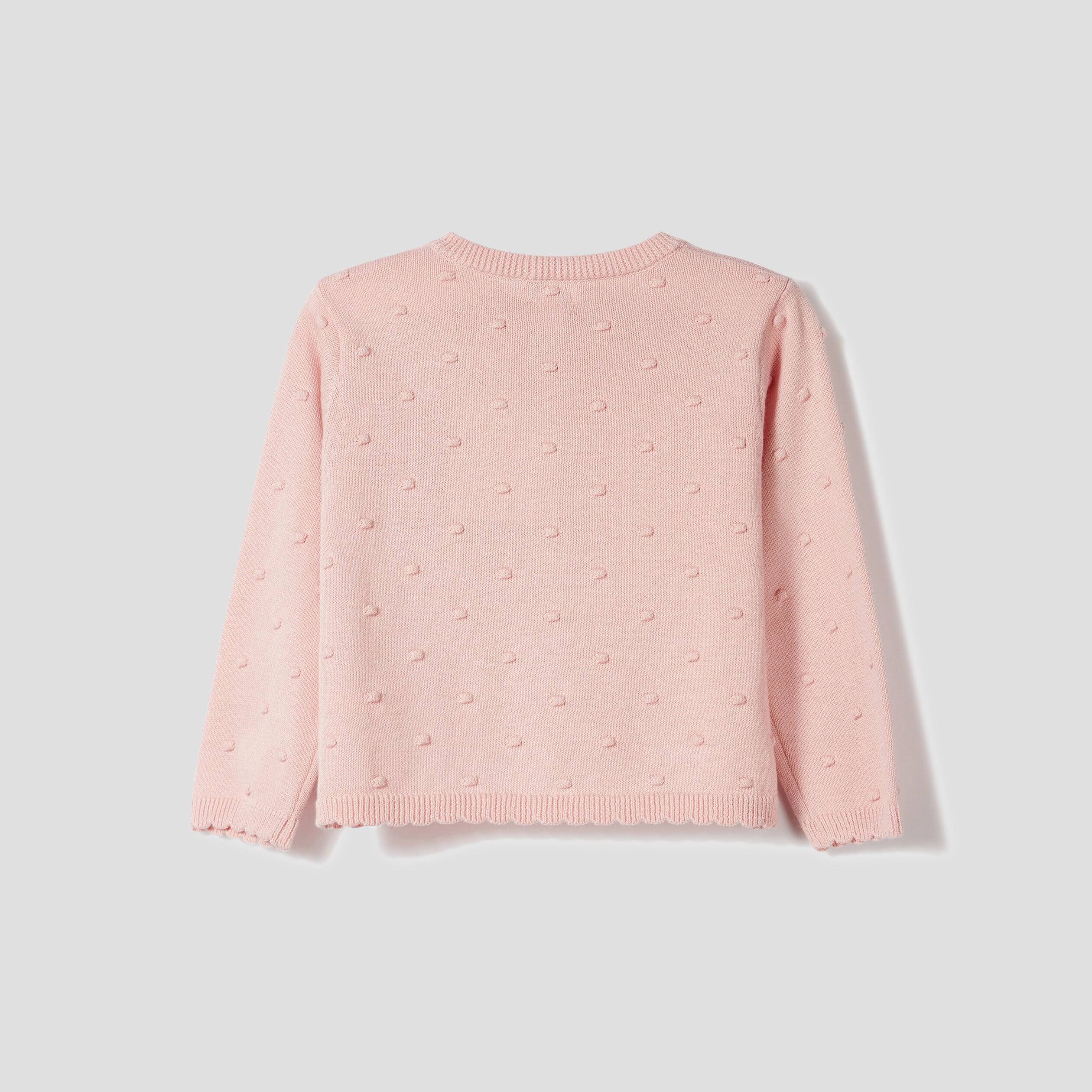 Gilet coton boutonn&eacute; &agrave; bord festonn&eacute; rose clair b&eacute;b&eacute; fille