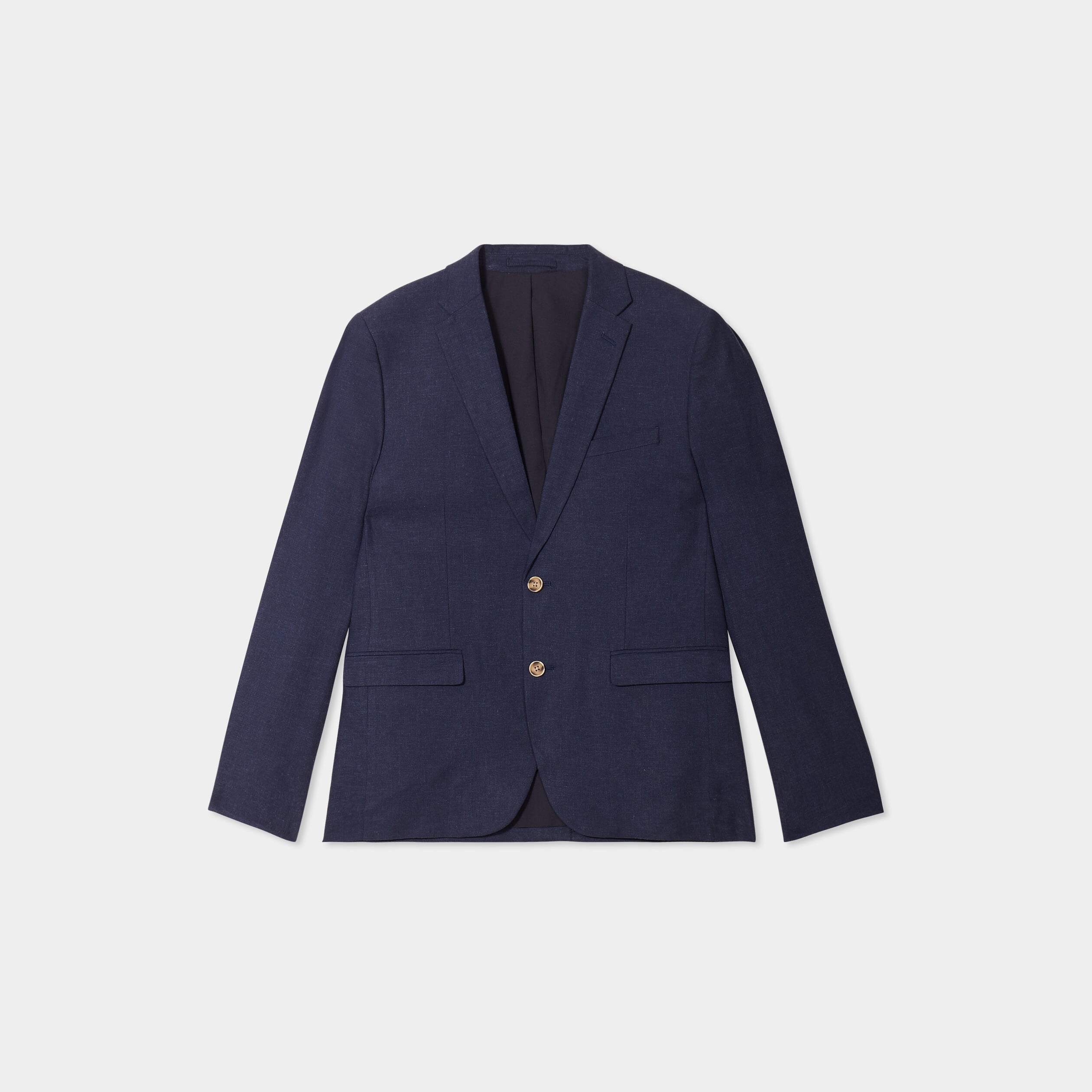 Veste blazer droite lin m&eacute;lang&eacute; bleu marine homme