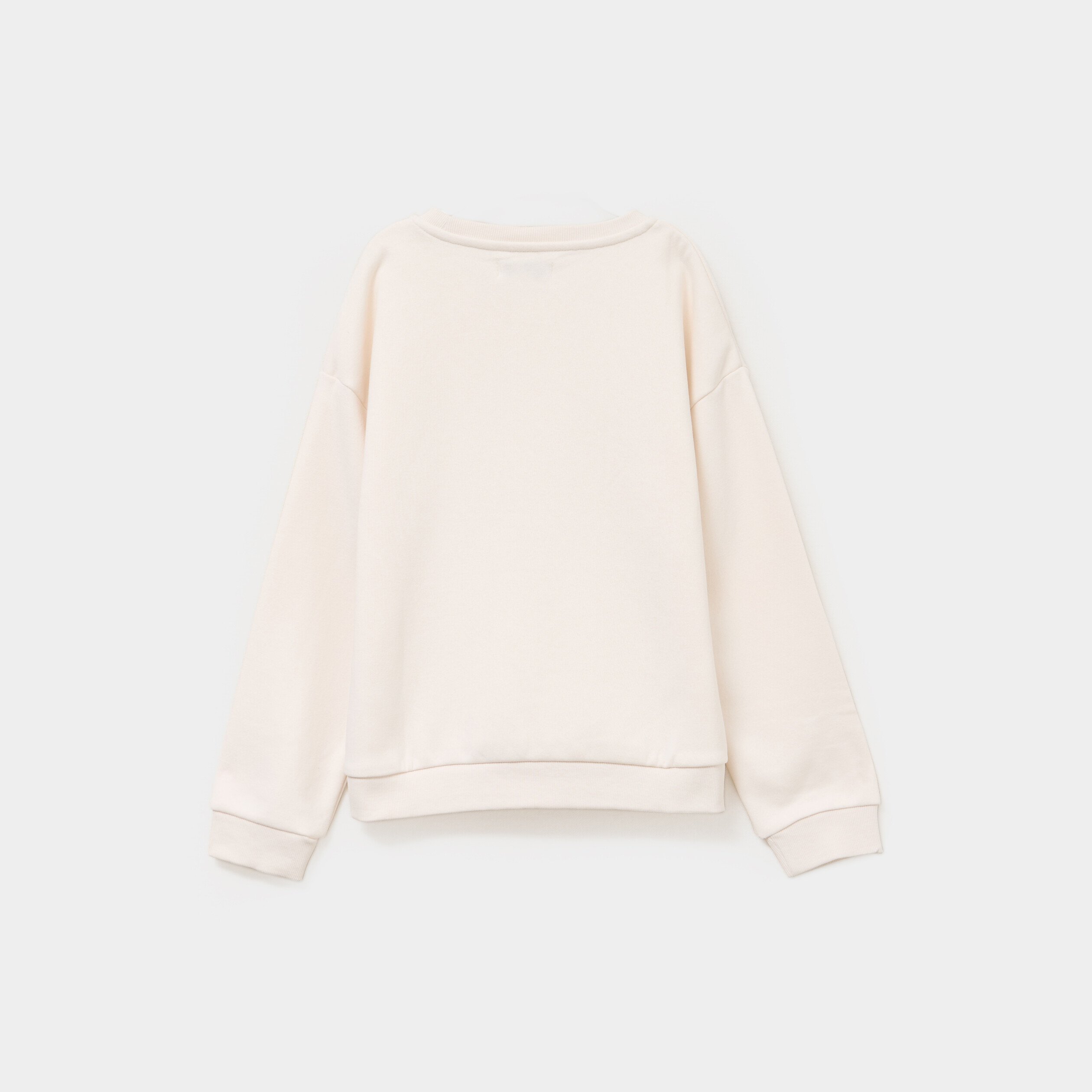 Sweat col rond manches longues creme fille