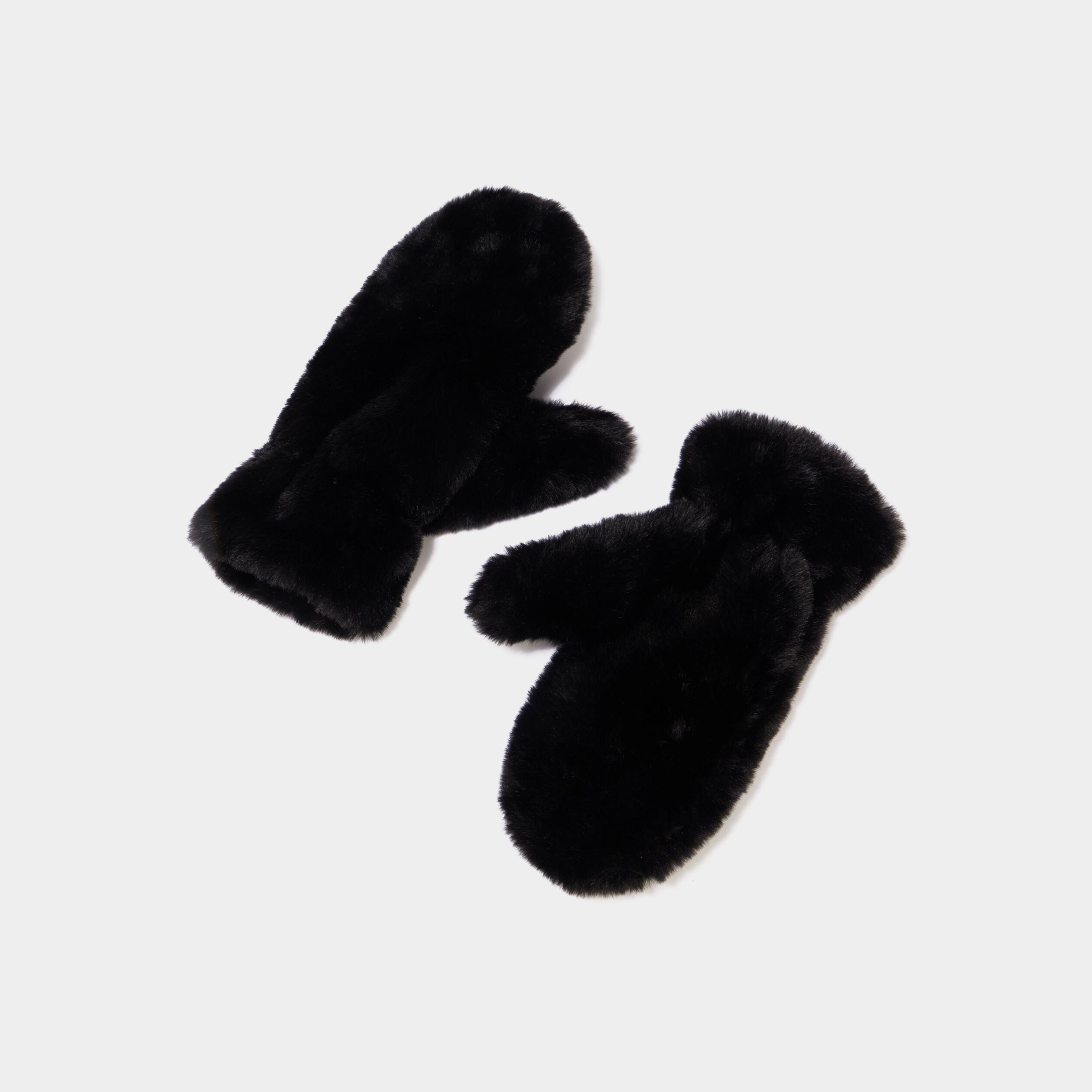 Mouffles fausse fourrure noir femme