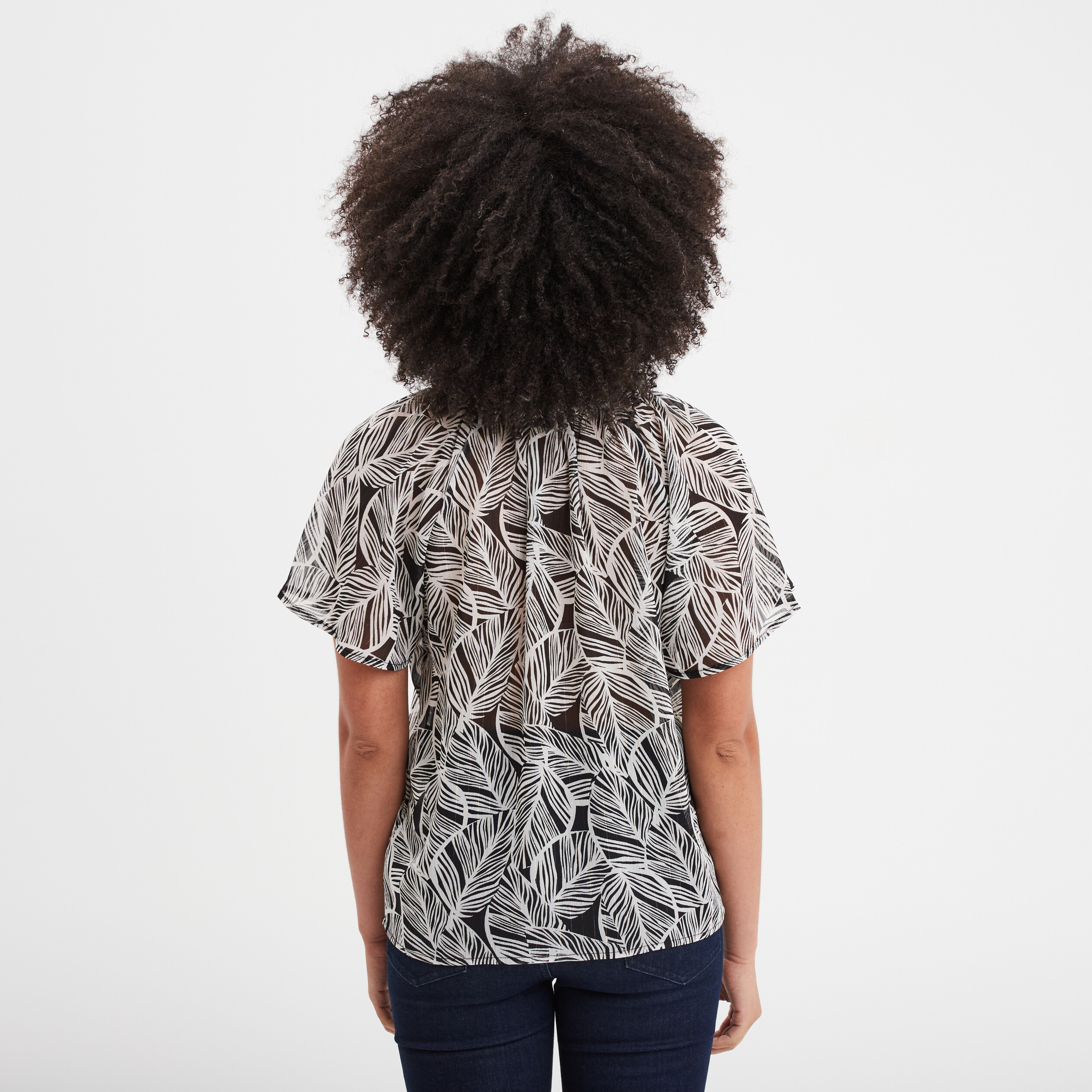 blouse manches papillons fils metallises noir femme Blouse manches papillons fils métallisés noir femme