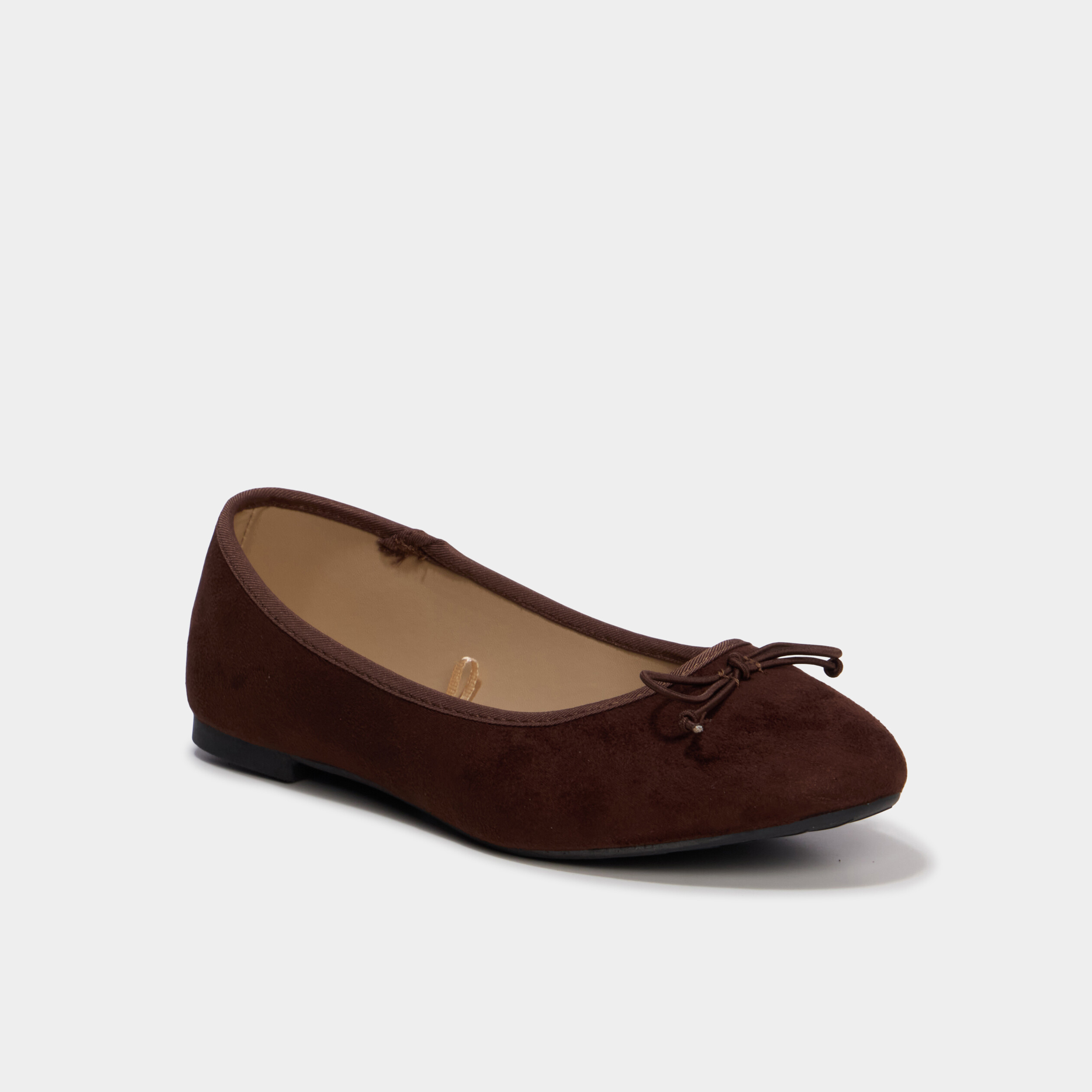 Ballerines plates avec noeuds marron fonc&eacute; femme
