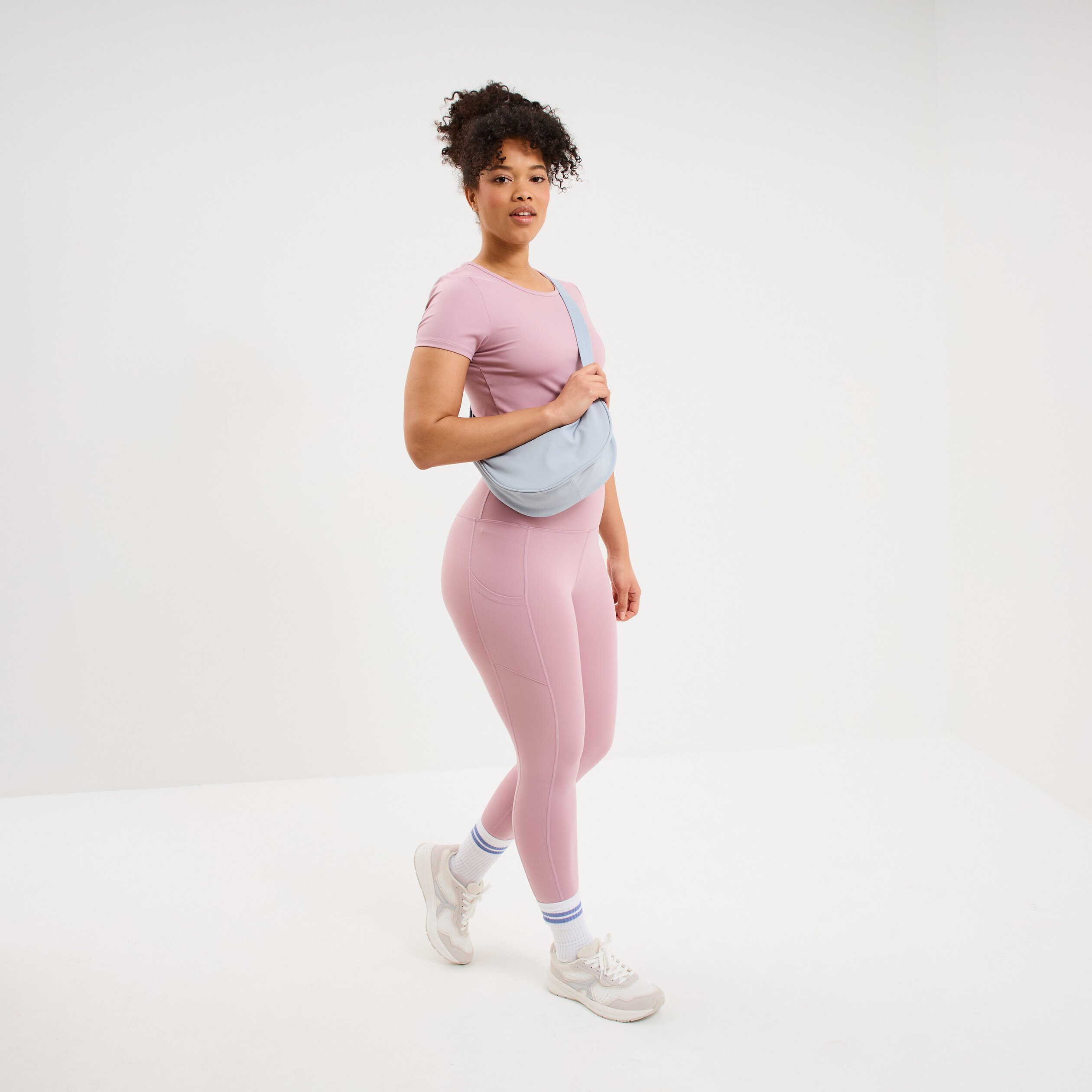 Legging de sport taille haute mauve femme