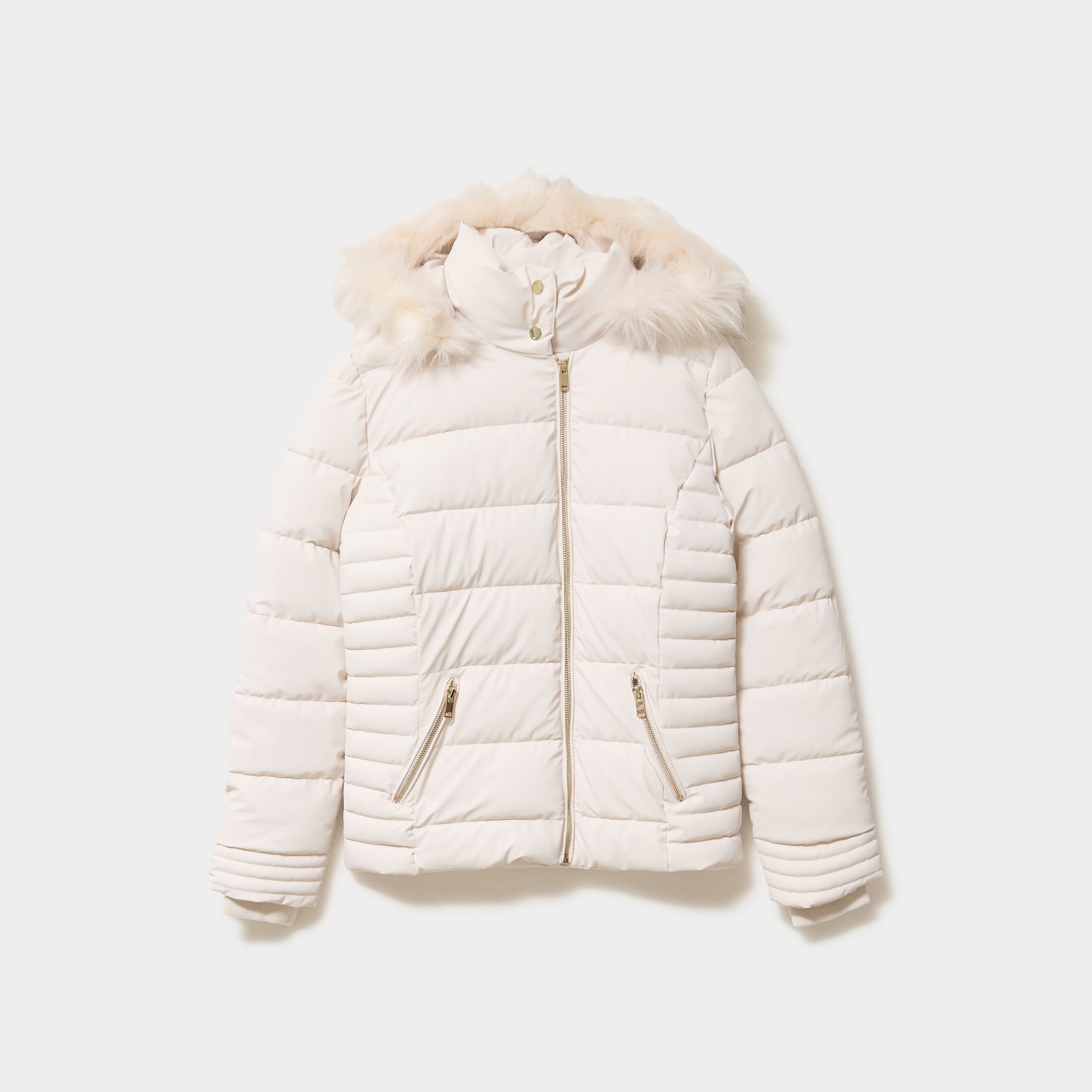 Doudoune simili cuir &agrave; capuche sable femme