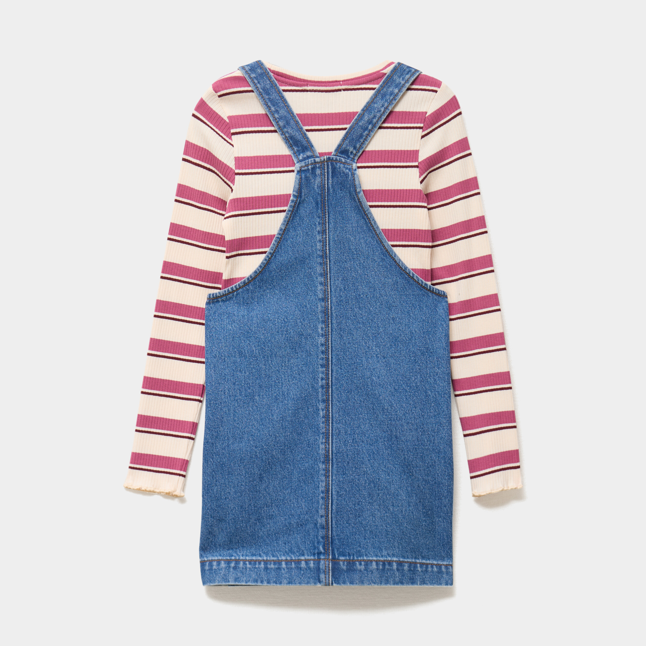 Ensemble robe salopette et t-shirt denim stone fille