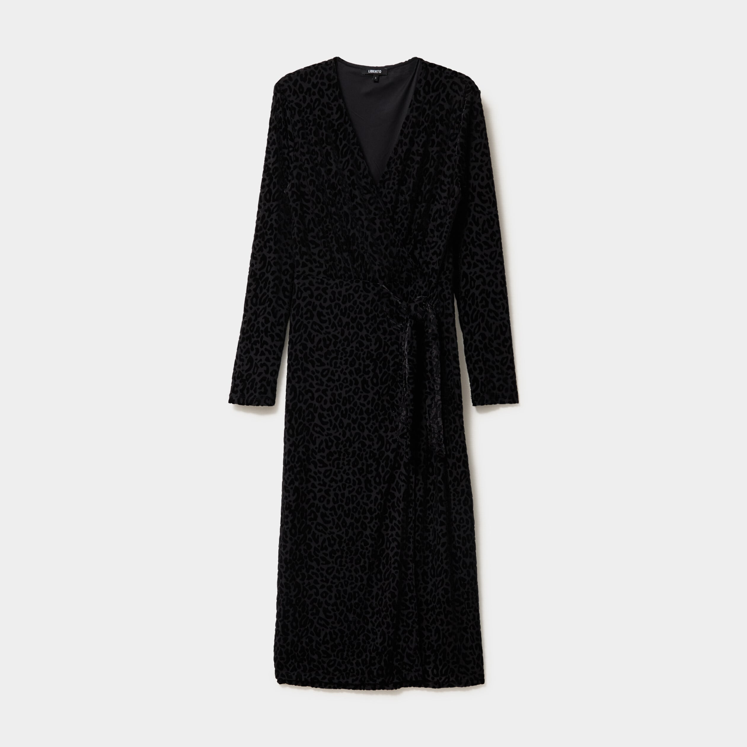 Robe effet velours noeud c&ocirc;t&eacute; noir femme