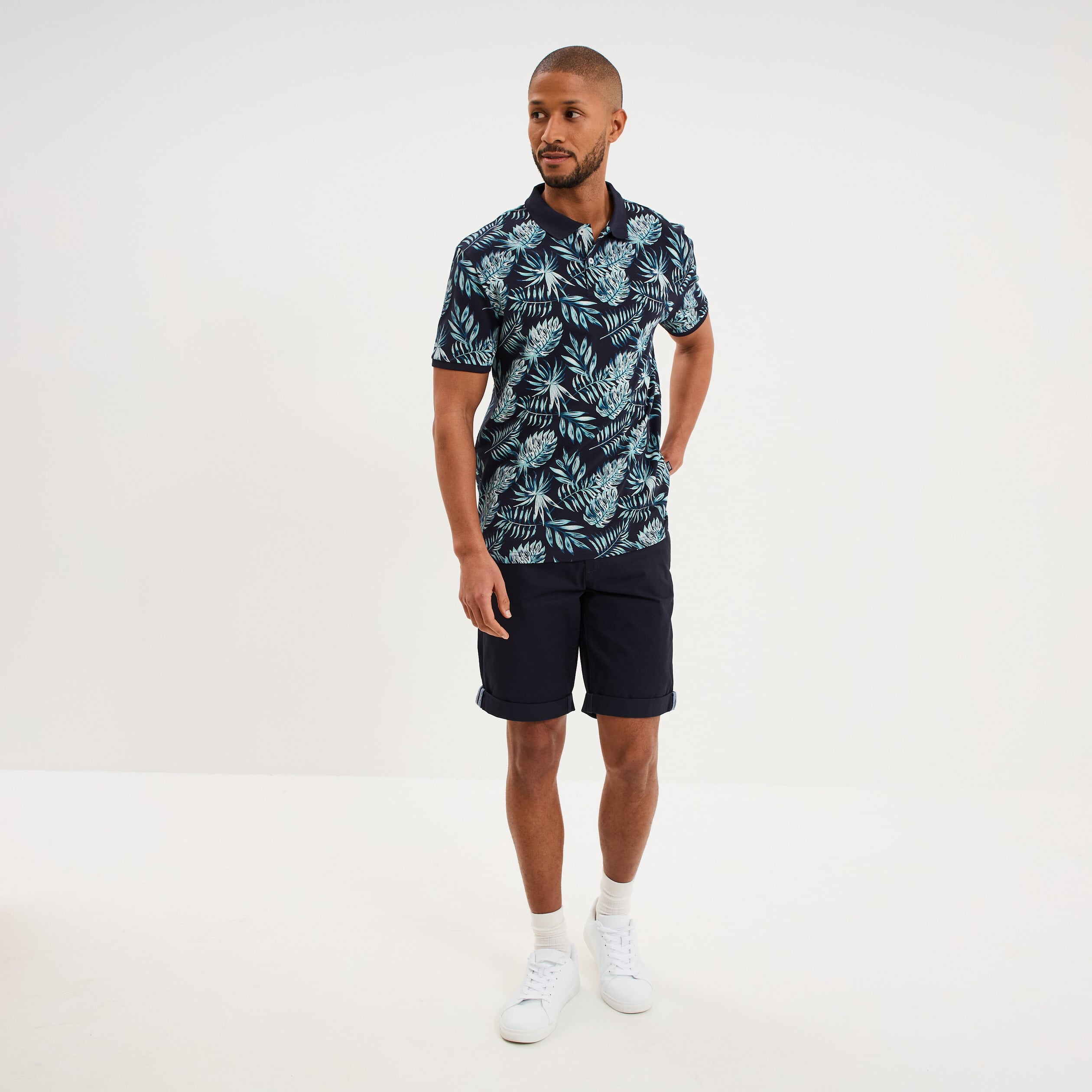 Polo jersey coton manches courtes bleu fonc&eacute; homme