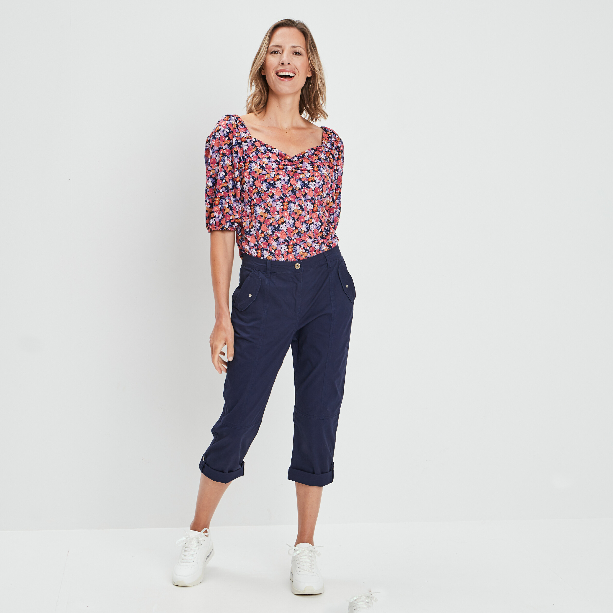 t shirt manches 34 blanc femme T-shirt manches 3/4 blanc femme