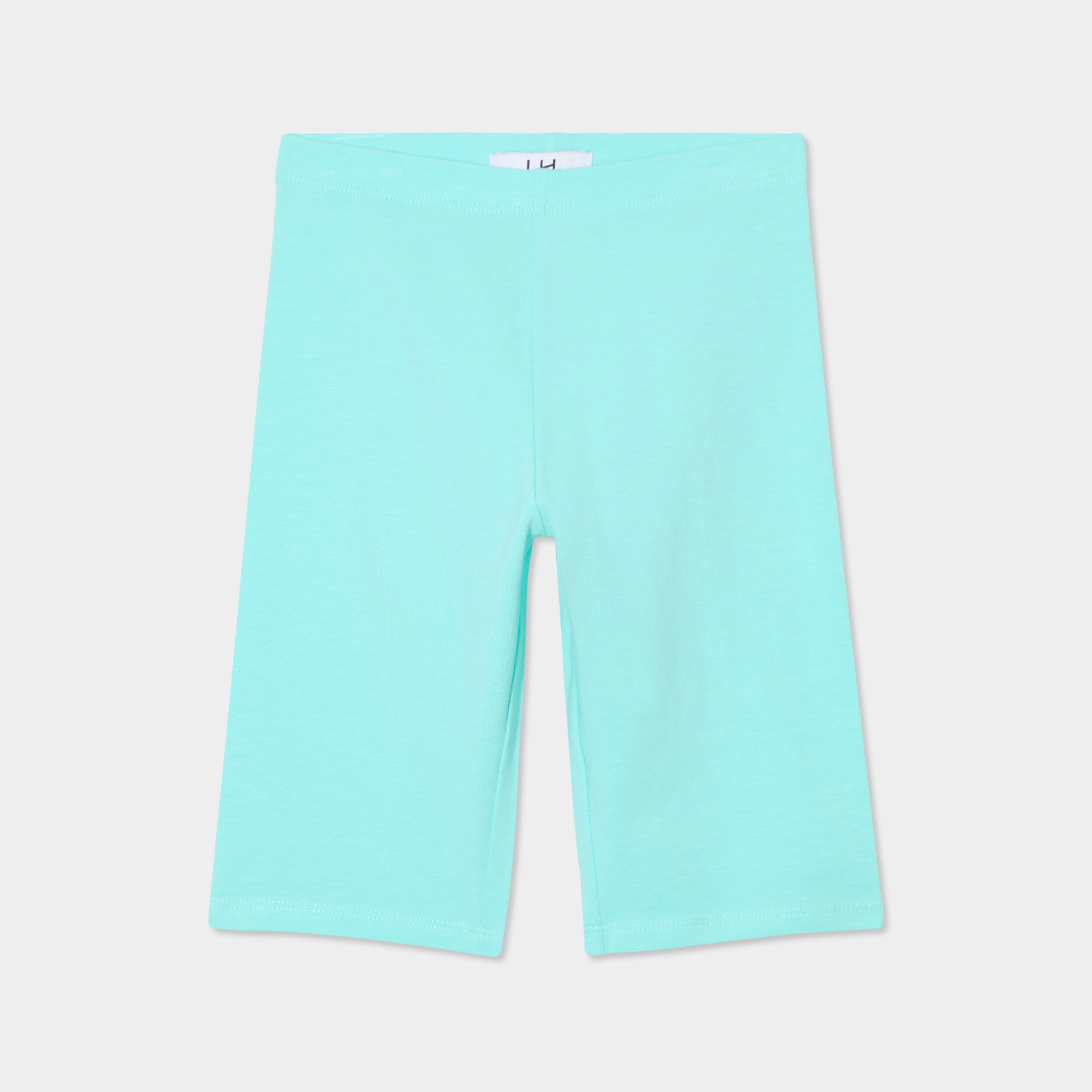 Short cycliste coton taille &eacute;lastiqu&eacute;e bleu turquoise fille