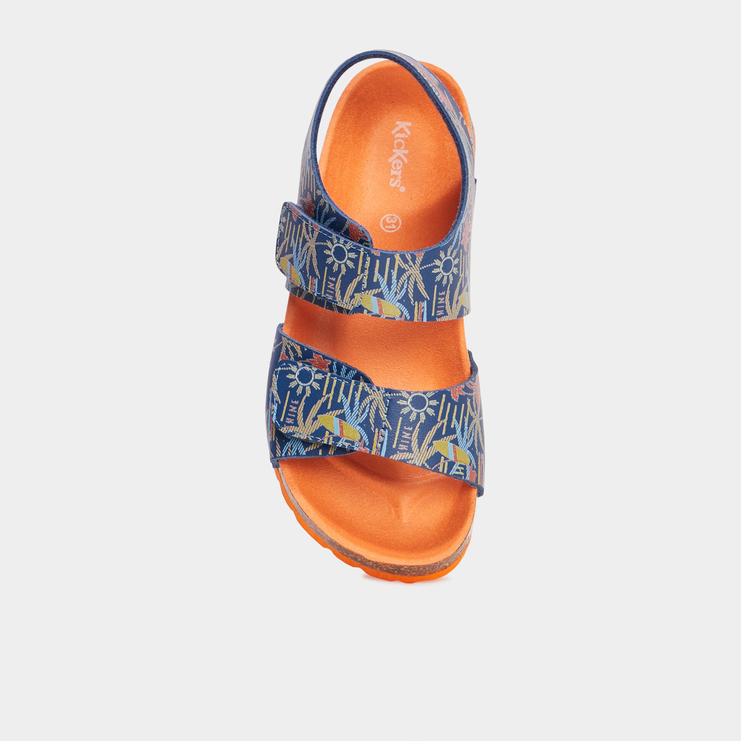 Sandales a scratchs Kickers bleu marine garcon