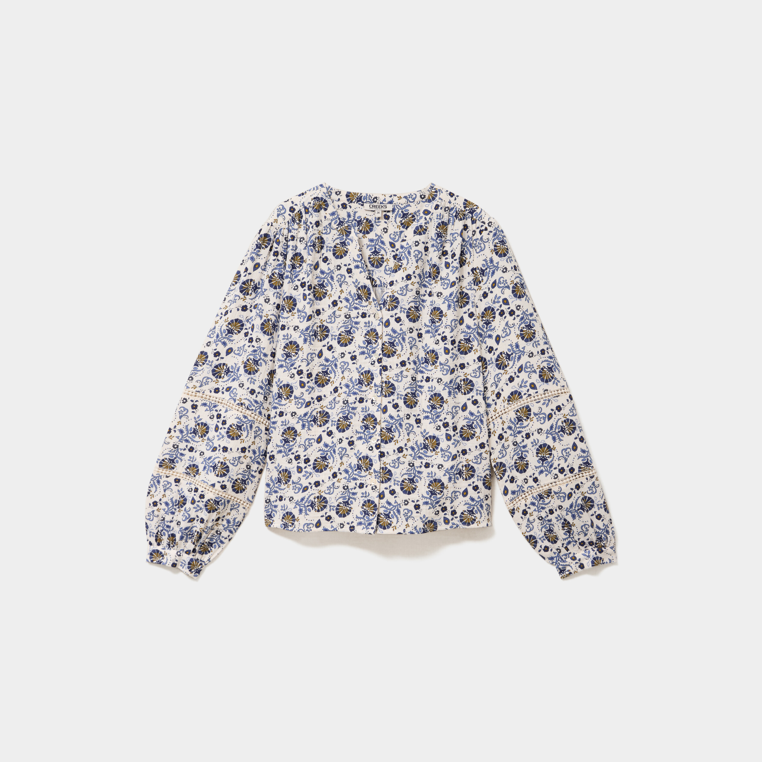 Blouse manches ballons coton ecru femme