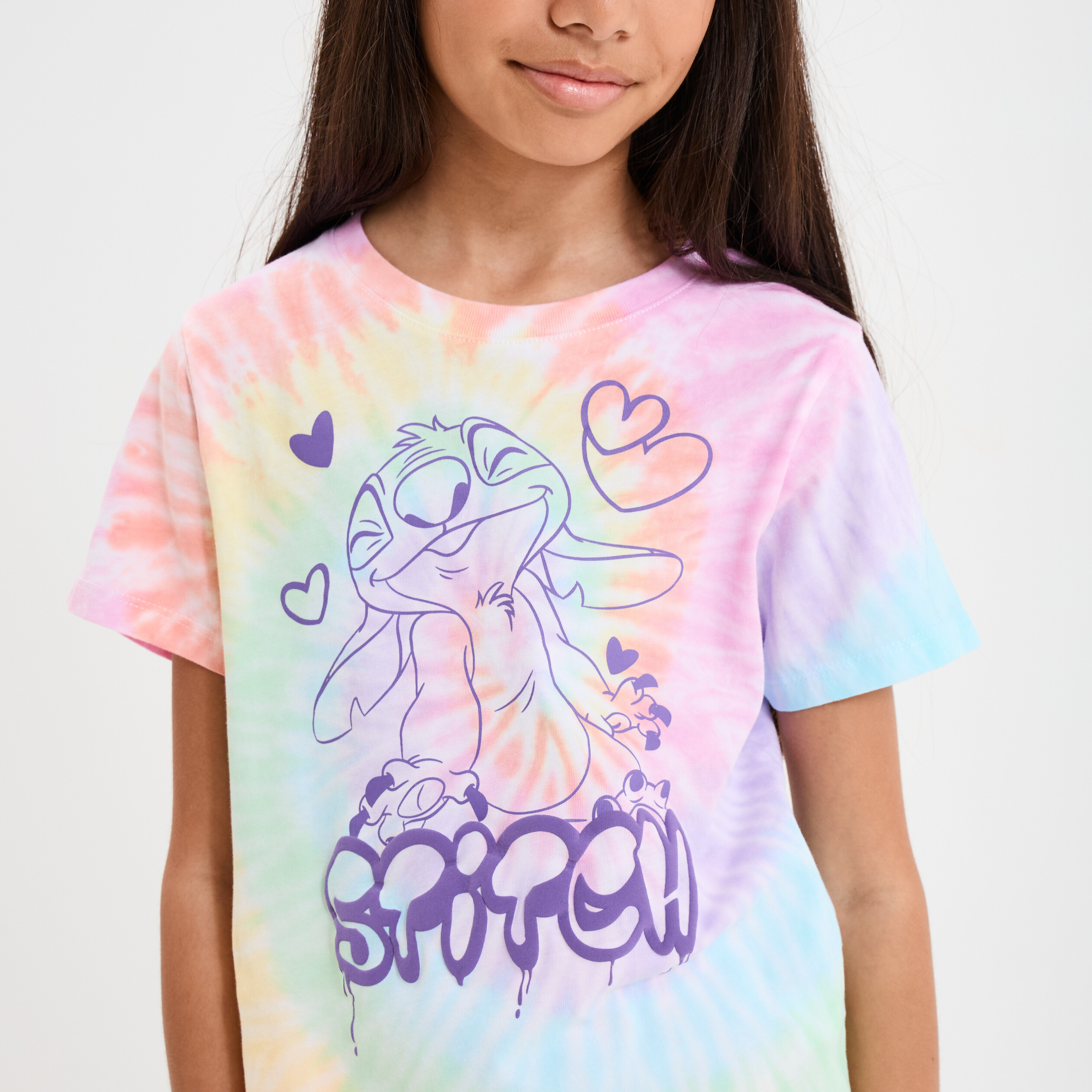 t shirt manches courtes coton stitch multicolore fille T-shirt manches courtes coton Stitch multicolore fille
