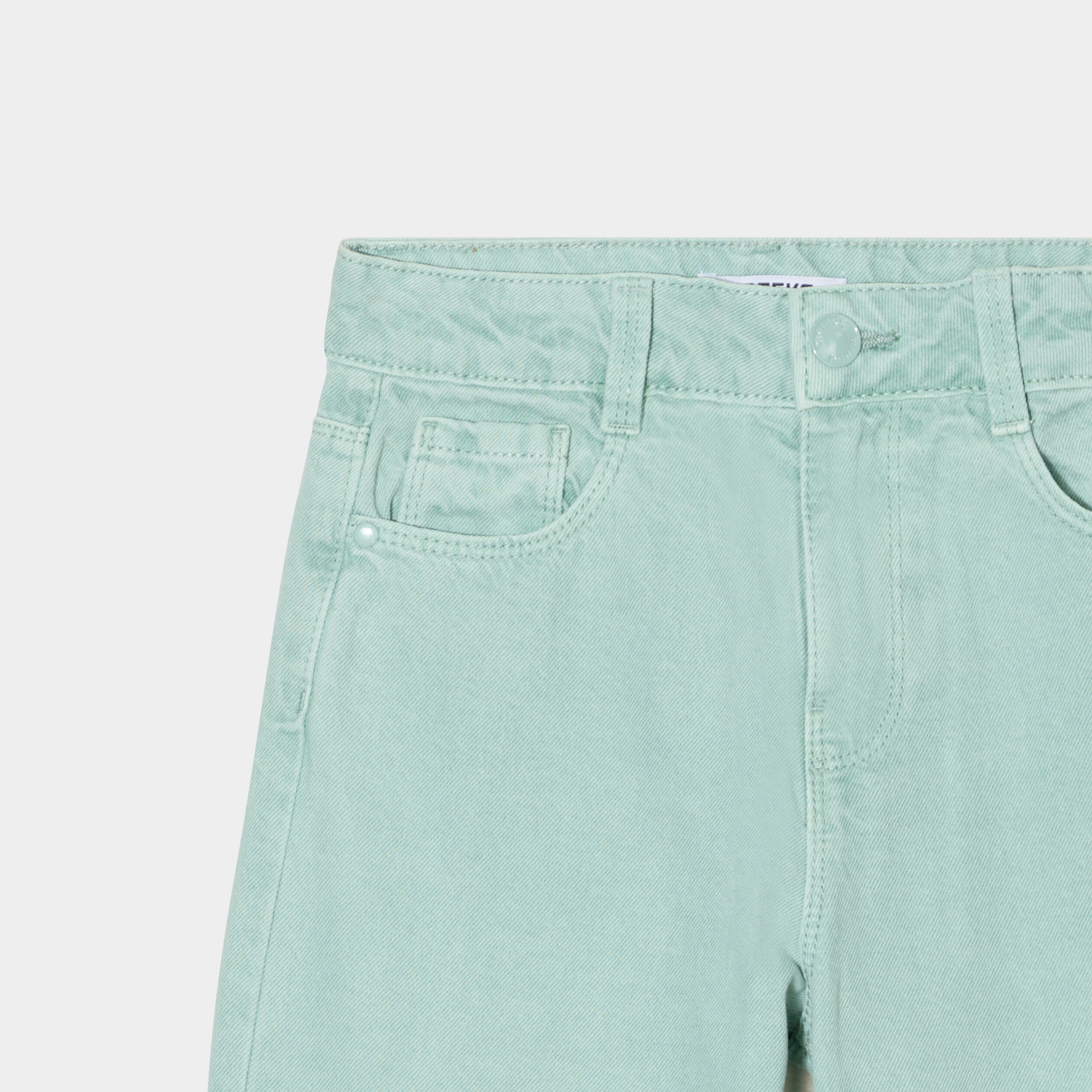 Pantalon coupe large 5 poches coton bleu gris fille
