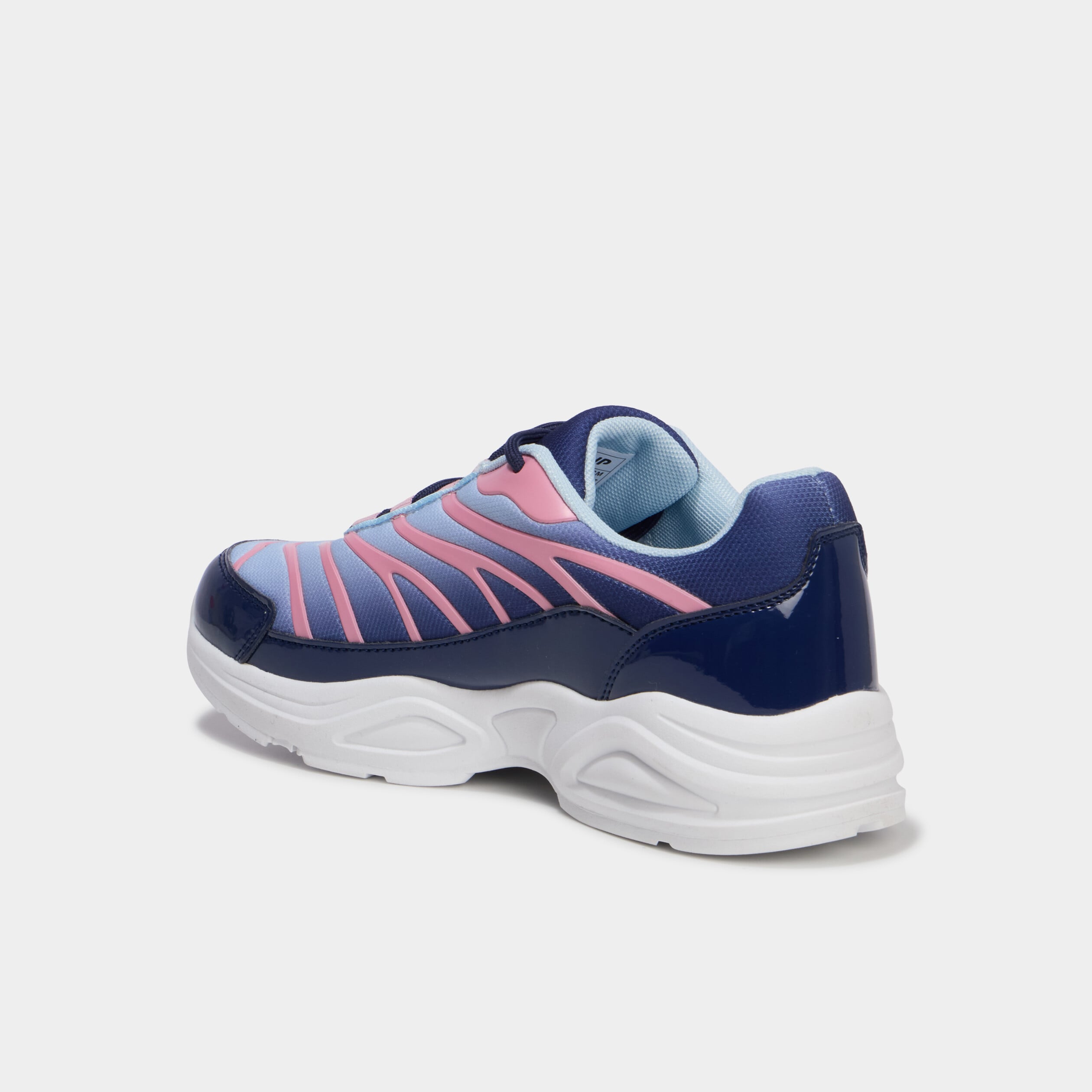 Baskets running &agrave; lacets bleu marine fille