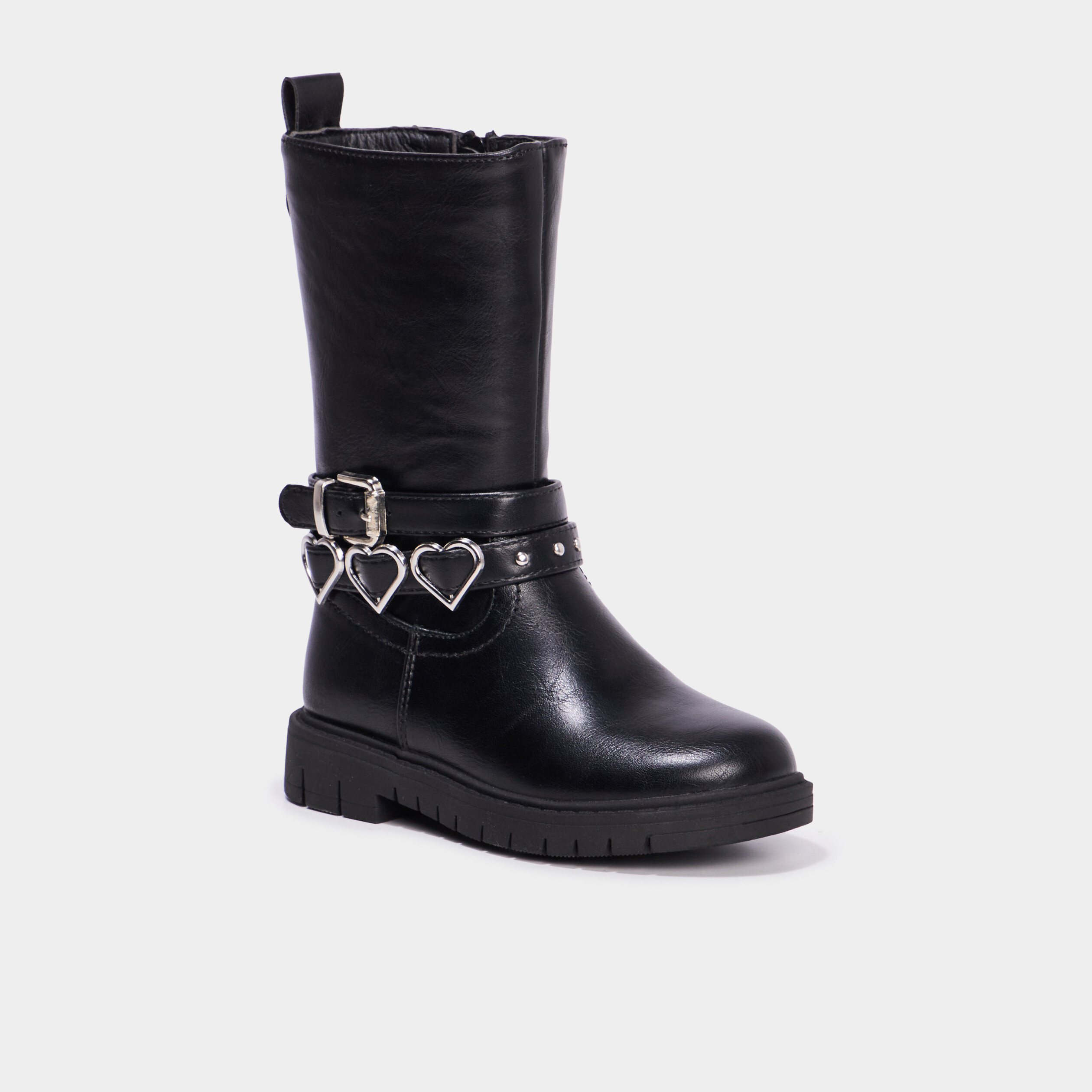 Bottes avec boucles coeur noir fille