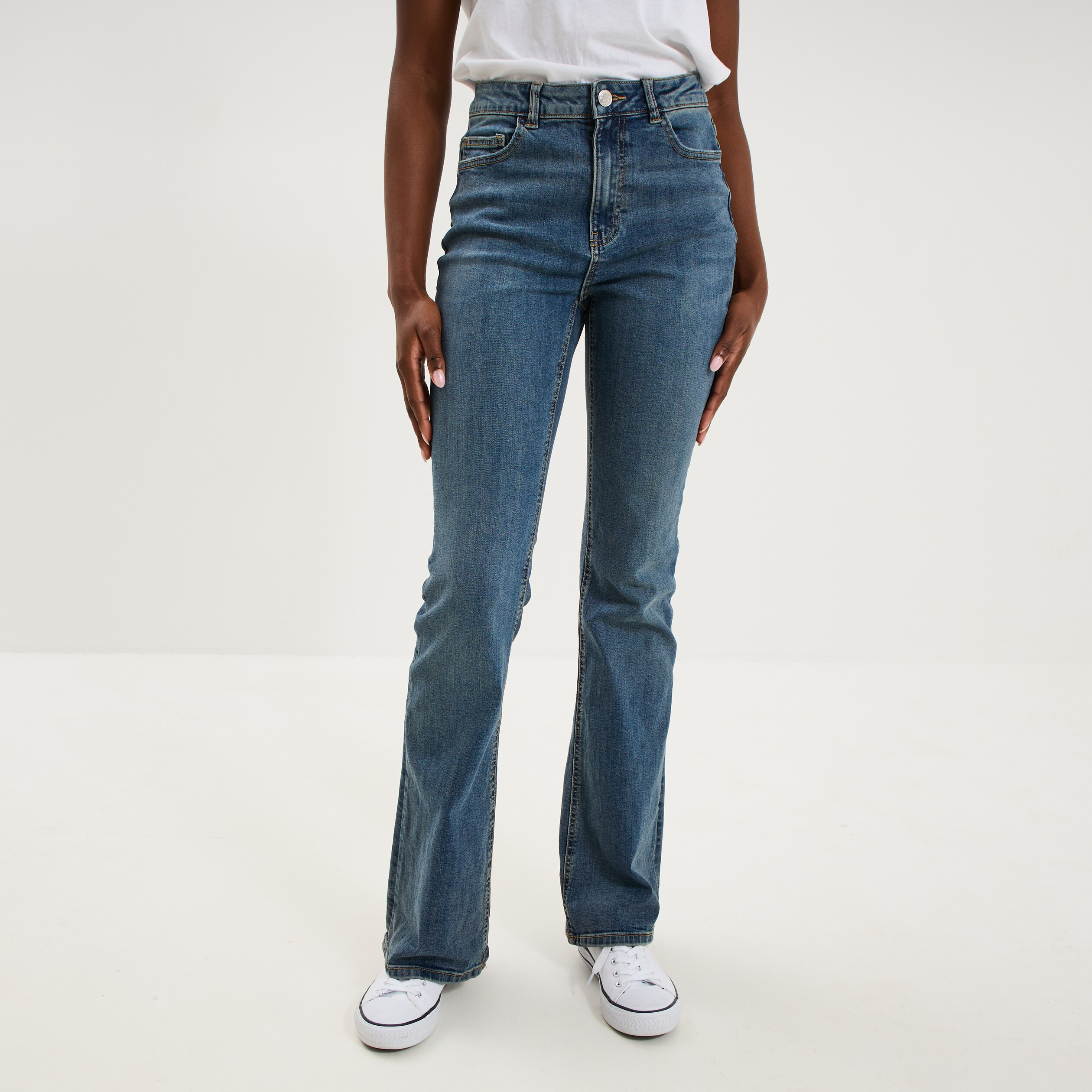 Jeans flare 5 poches denim dirty femme