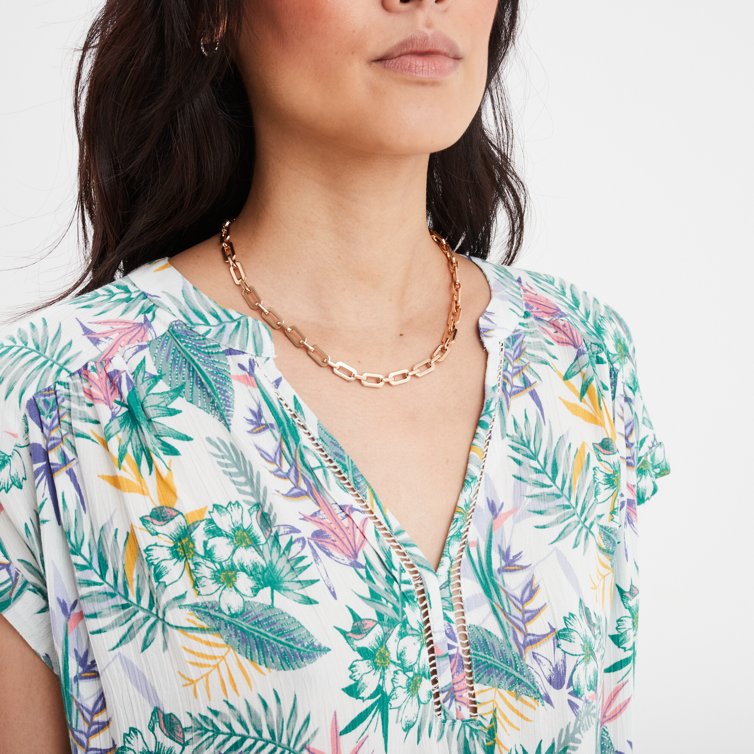 blouse crepon manches courtes ecru femme Blouse crépon manches courtes ecru femme