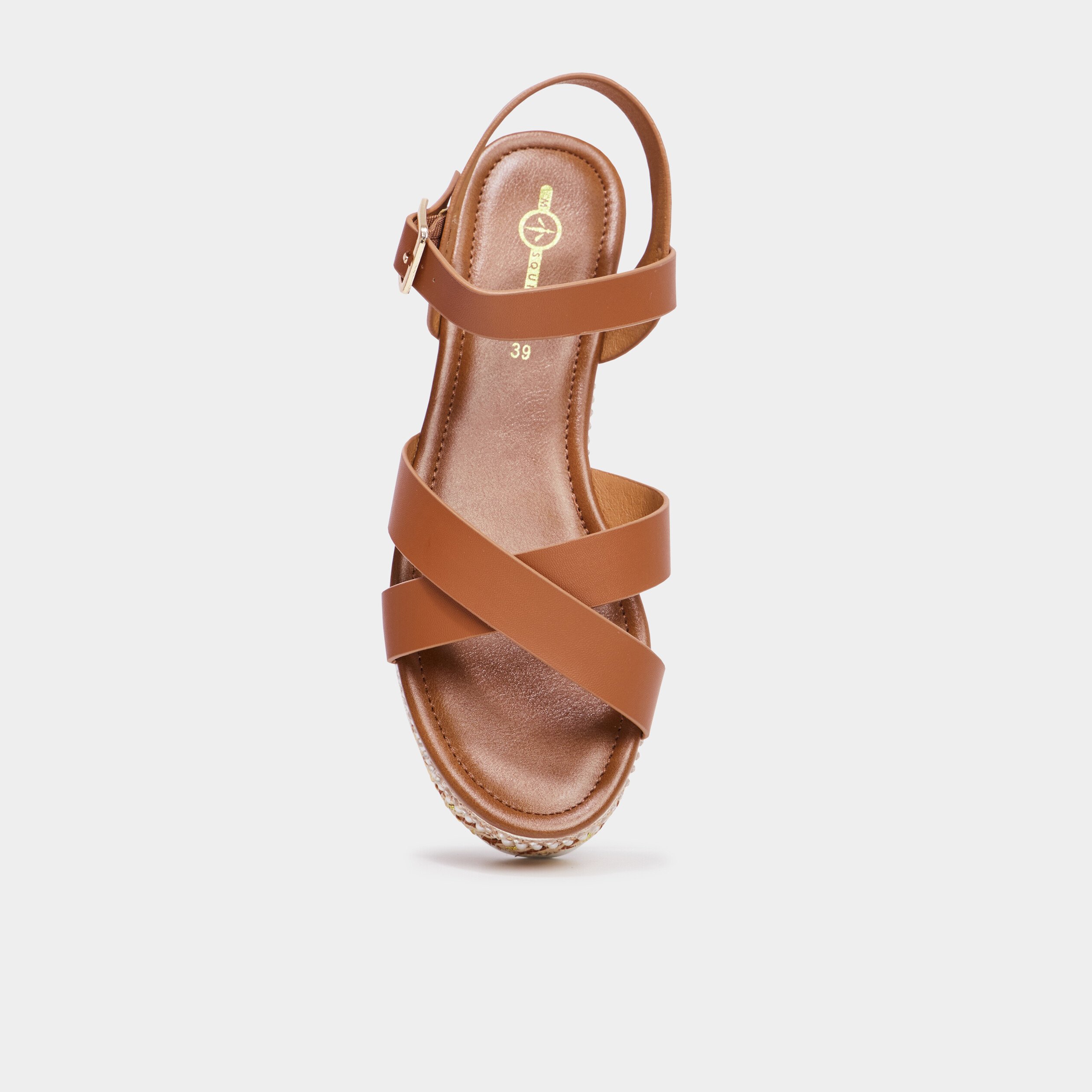 sandales plateformes details bijoux marron femme Sandales plateformes détails bijoux marron femme