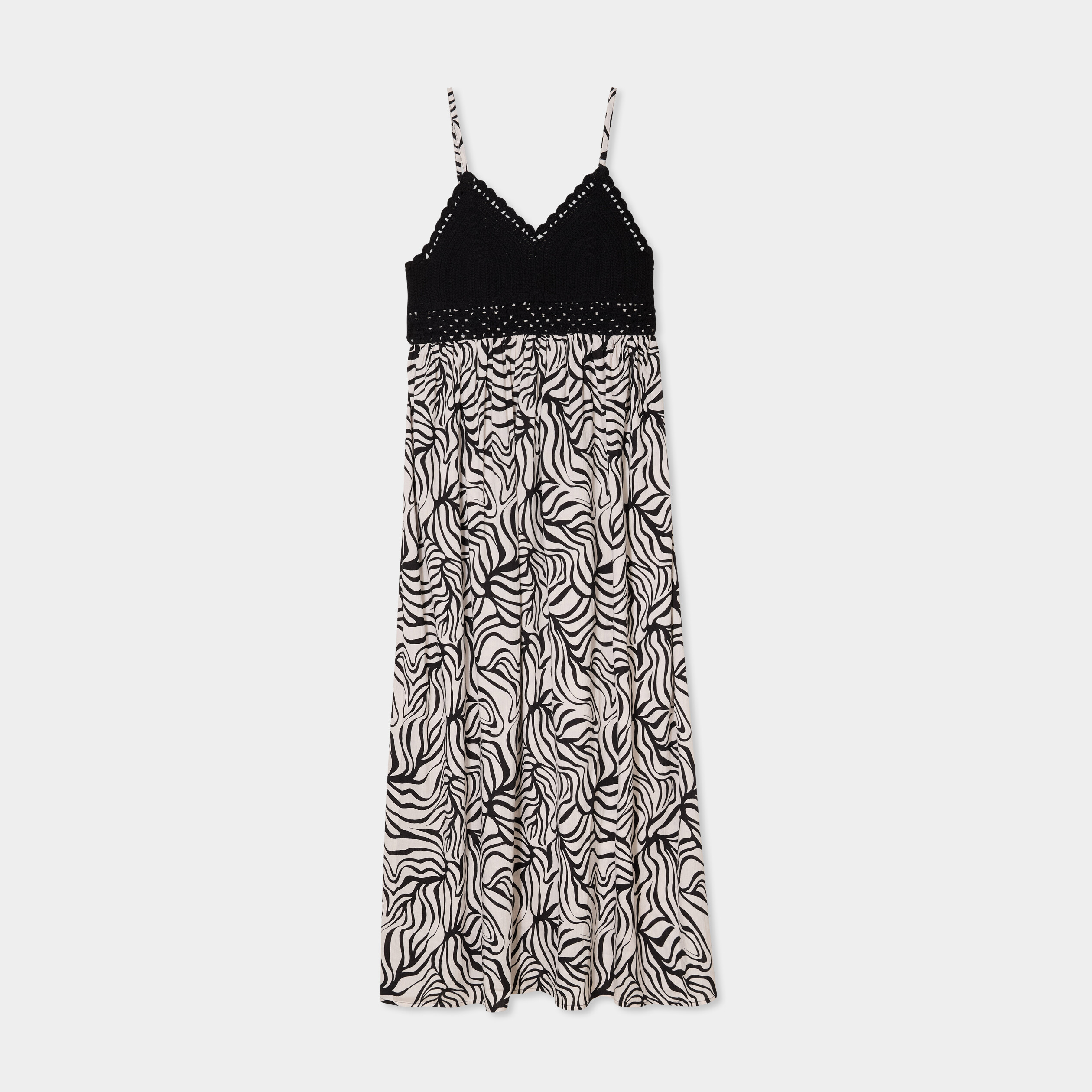 robe longue col en v haut effet crochet ecru femme Robe longue col en V haut effet crochet ecru femme